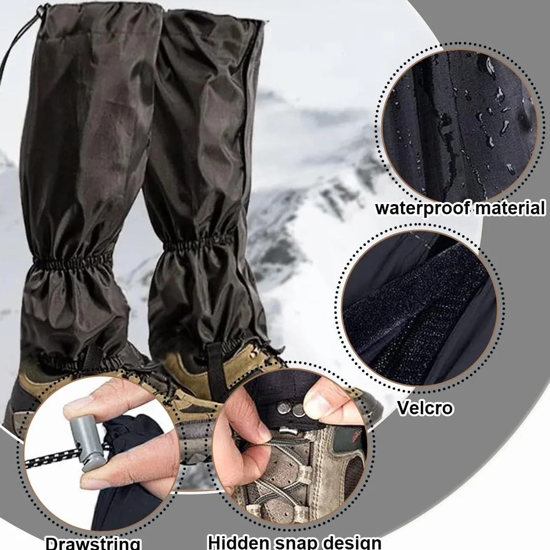 Guêtres de Randonnée Imperméables et Respirantes Réglables Hommes Femmes Ski Montagne Outdoor