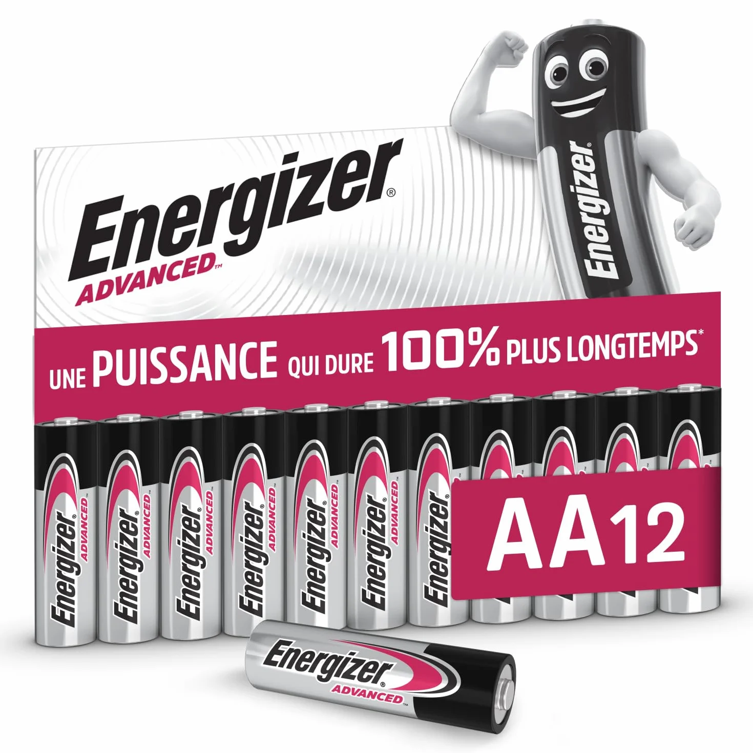 Energizer Advanced Piles AA (Lot de 12) Mignon LR6 Alcaline 1,5 V - Haute Performance - Télécommandes, Jouets et Électroniques - Made in EU - Emballage 0% Plastique - Conservation 10 Ans