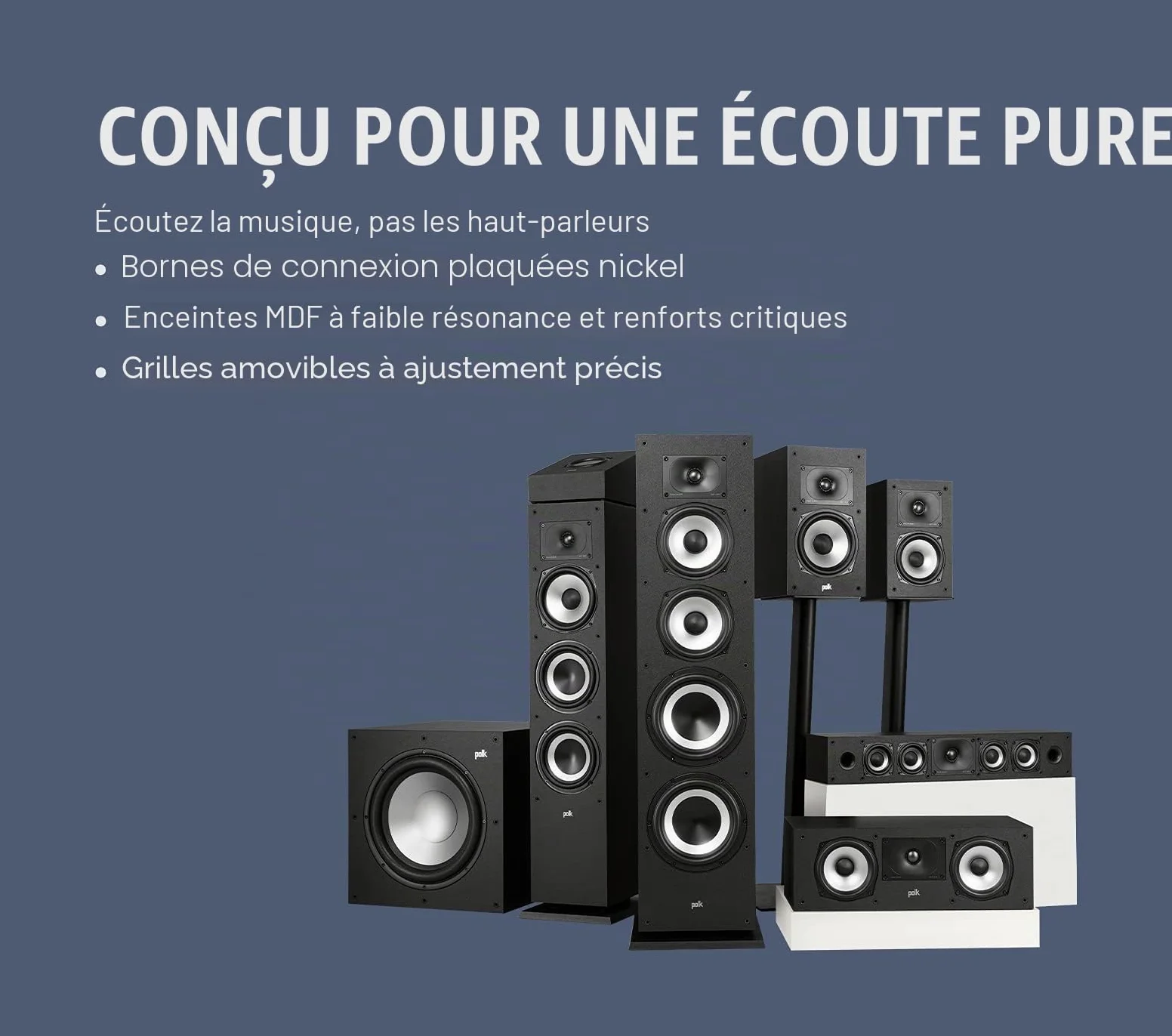 Polk Module de Hauteur Audio MXT90, Haut-parleurs d'extension pour MXT20, MXT60 et MXT70, certifié Dolby Atmos, Compatible avec DTS:X et DTS Virtual:X (Paire) Blanc