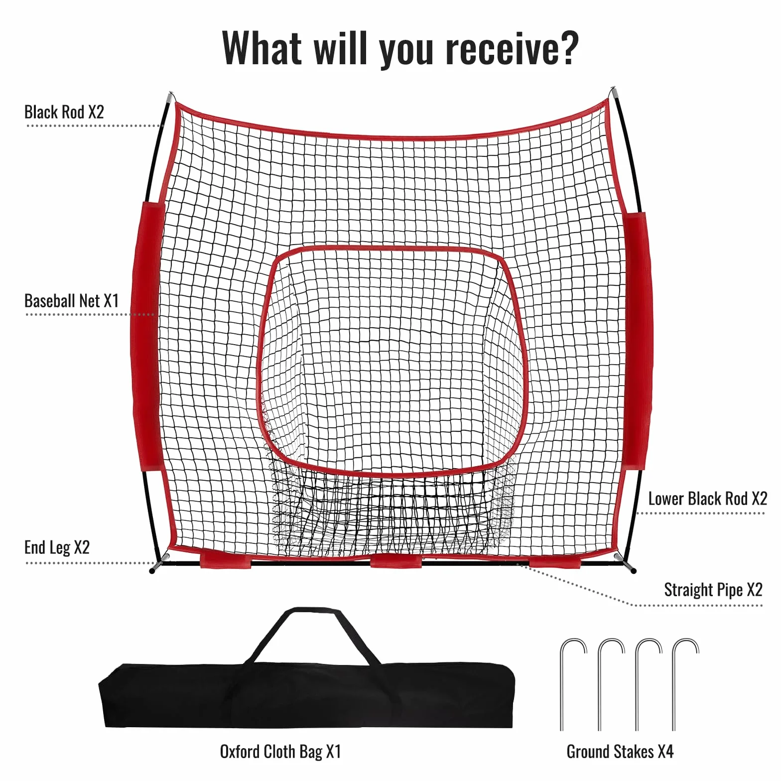 Filet de Frappe d'entraînement pour Baseball et Softball avec Zone de Frappe, Tee, Portable