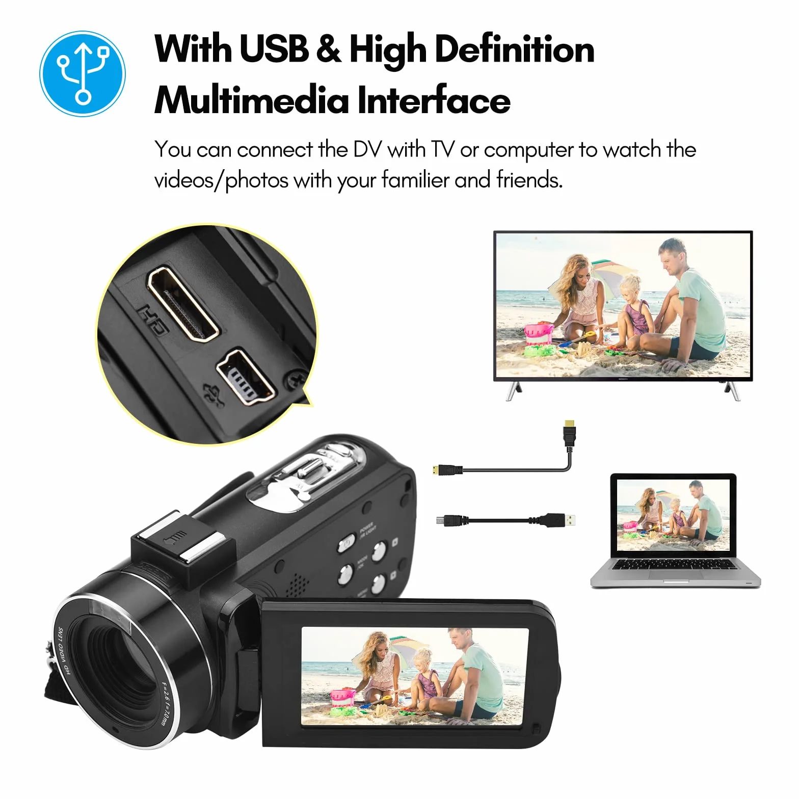 Caméra vidéo numérique 4K Caméscope WiFi Enregistreur DV 56MP Zoom numérique 18X Écran Tactile IPS 3,0 Pouces avec 2 Piles + télécommande + Sac de Transport