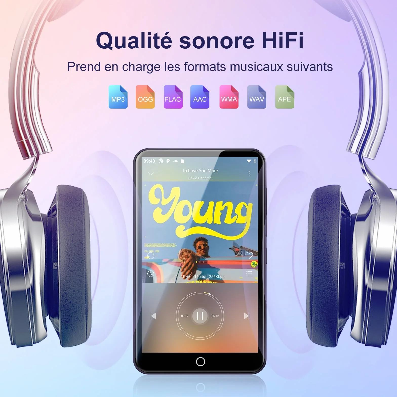 Lecteur MP3 80 Go Bluetooth WiFi 2000 mAh écran Tactile 4" Android Spotify Amazon Music Play Store