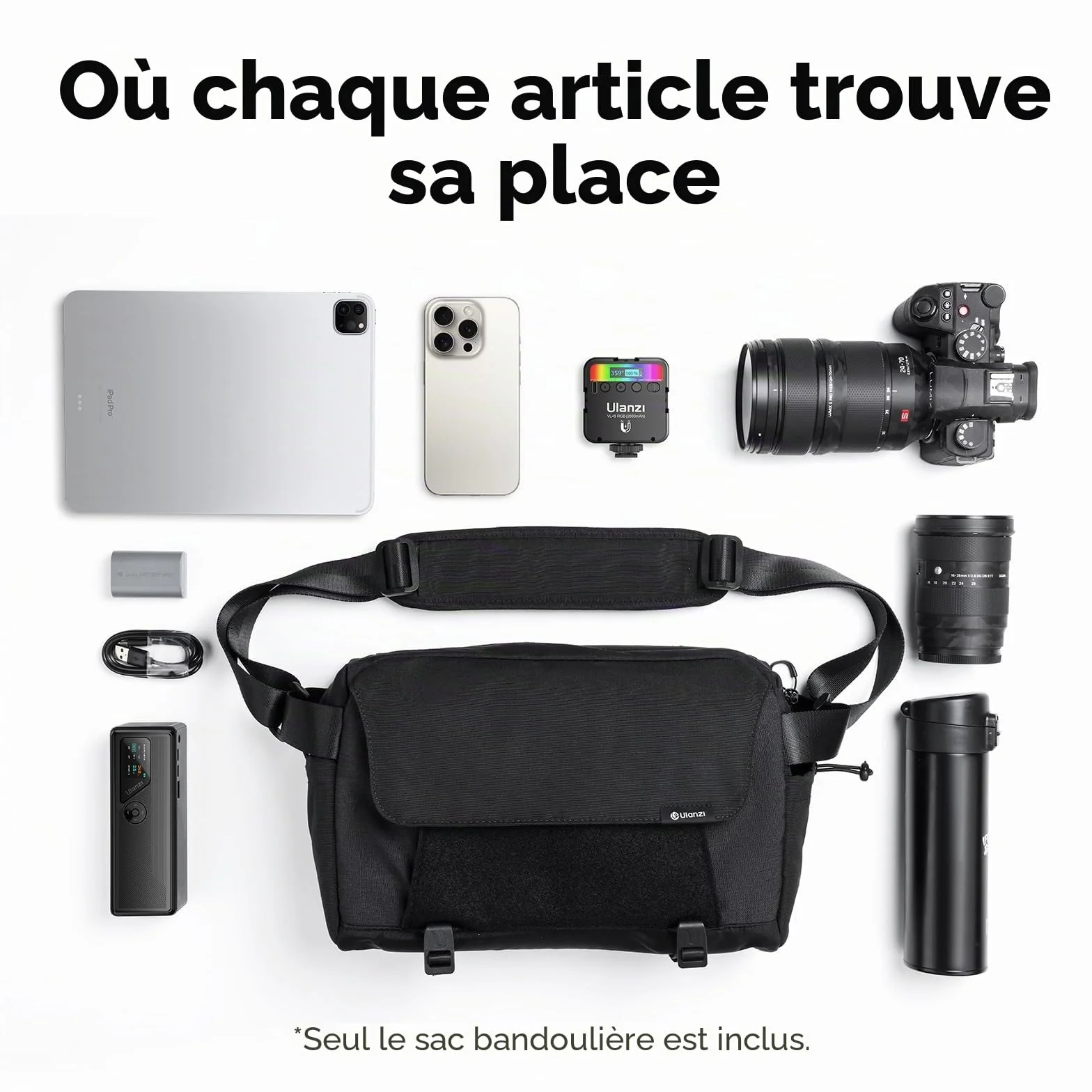 ULANZI Sac Appareil Photo 9L, Sac Photo Bandoulière DSLR/SLR, Léger, Imperméable, Anti-vol
