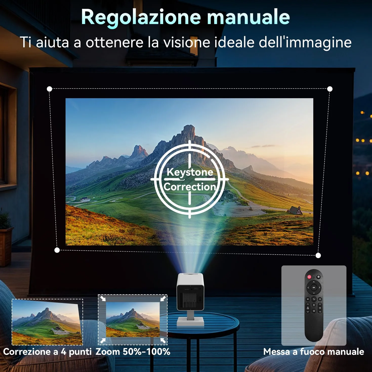 Projecteur 4K Android 11 Portable 5G WiFi BT 5.4 Full HD 1080P 120 Pouces Correction Trapézoïdale HDMI USB Blanc