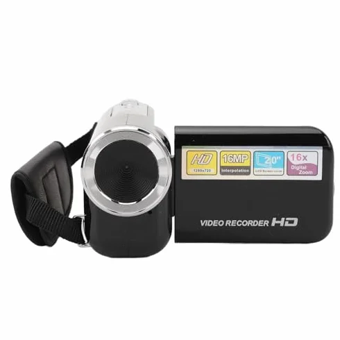 Denash Caméscope Vidéo, Enregistreur D'appareil Photo Numérique à Zoom Numérique 16MP 1080P 16X avec écran de 2 Pouces, Caméra Vlogging Anti-secousse pour la Photographie de Voyage