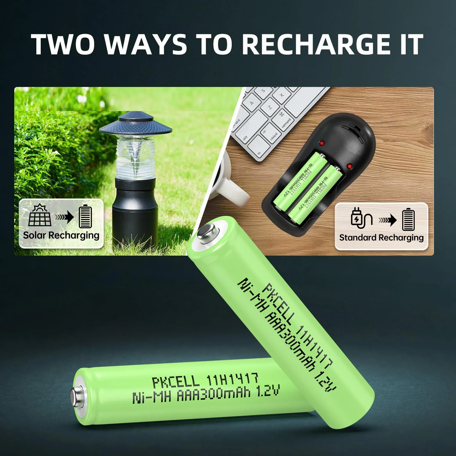 PKCELL Batterie rechargeable AAA 300 mAh NI-MH 1,2 V lot de 4