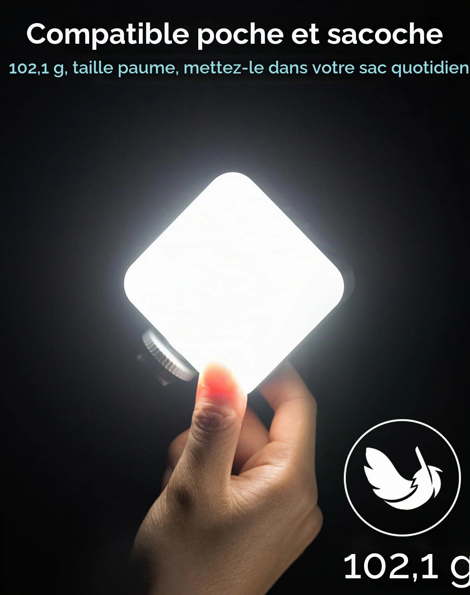 SMALLRIG P96 Lampe Vidéo LED, Lumières LED pour Camera Portable, 96 Perles LED pour Éclairage de Vidéographie Photographique, Panneau Rechargeable 2200mAh CRI95 + 2700-6500K avec 3 Cold Shoe - 3286B