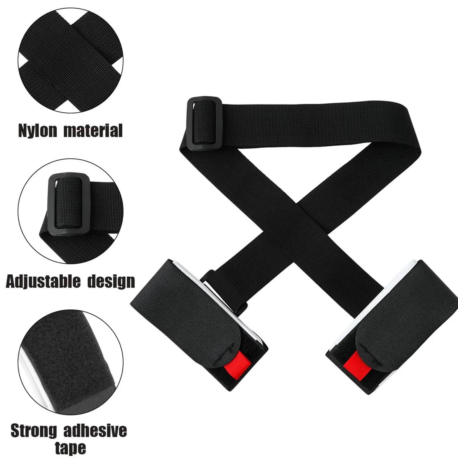 Lot de 3 sangles de transport de ski réglables pour skis, bâtons, enfants et adultes