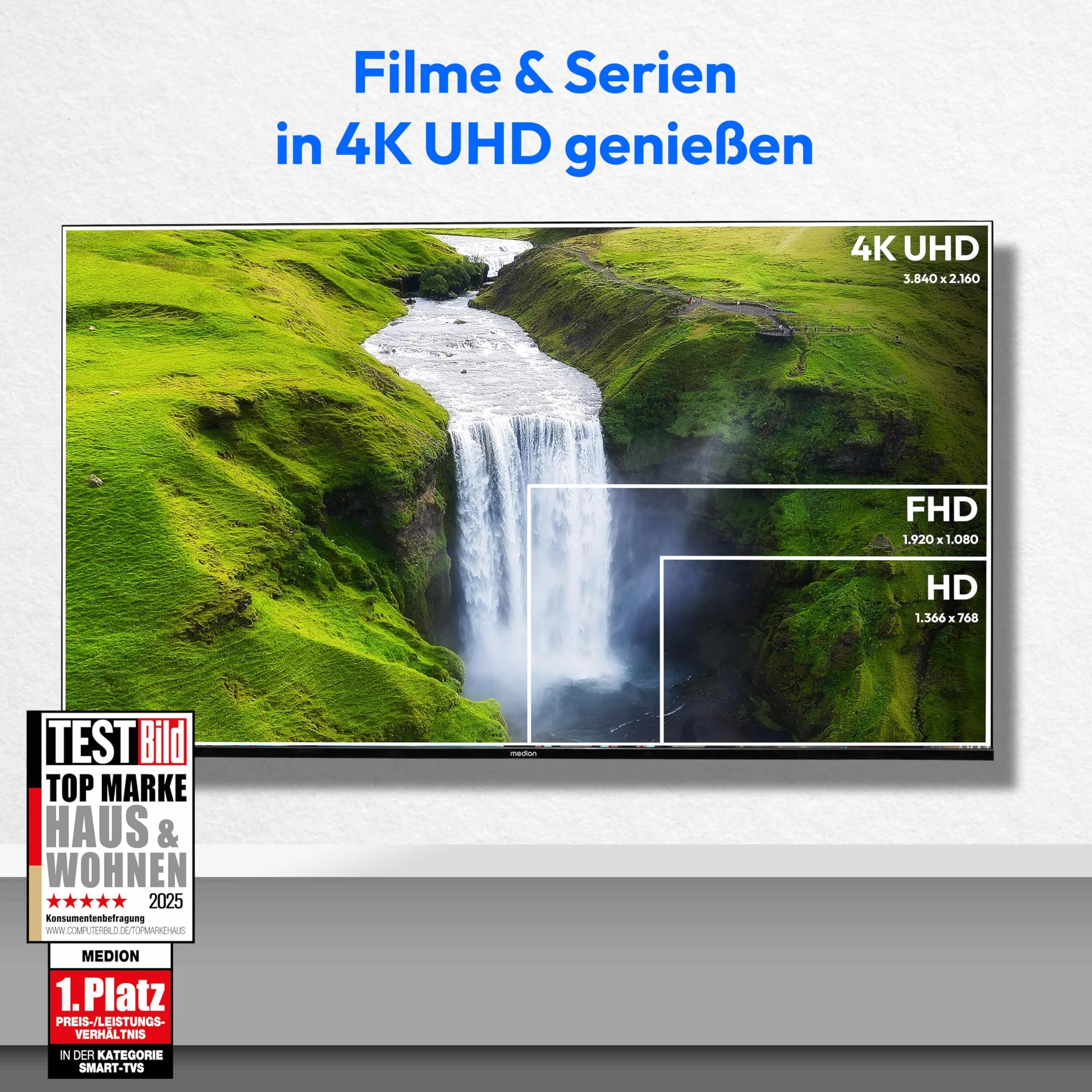 MEDION TV Ultra HD 108 cm (43") Smart-TV 4K HDR10 VIDAA Store Bluetooth MD 843301