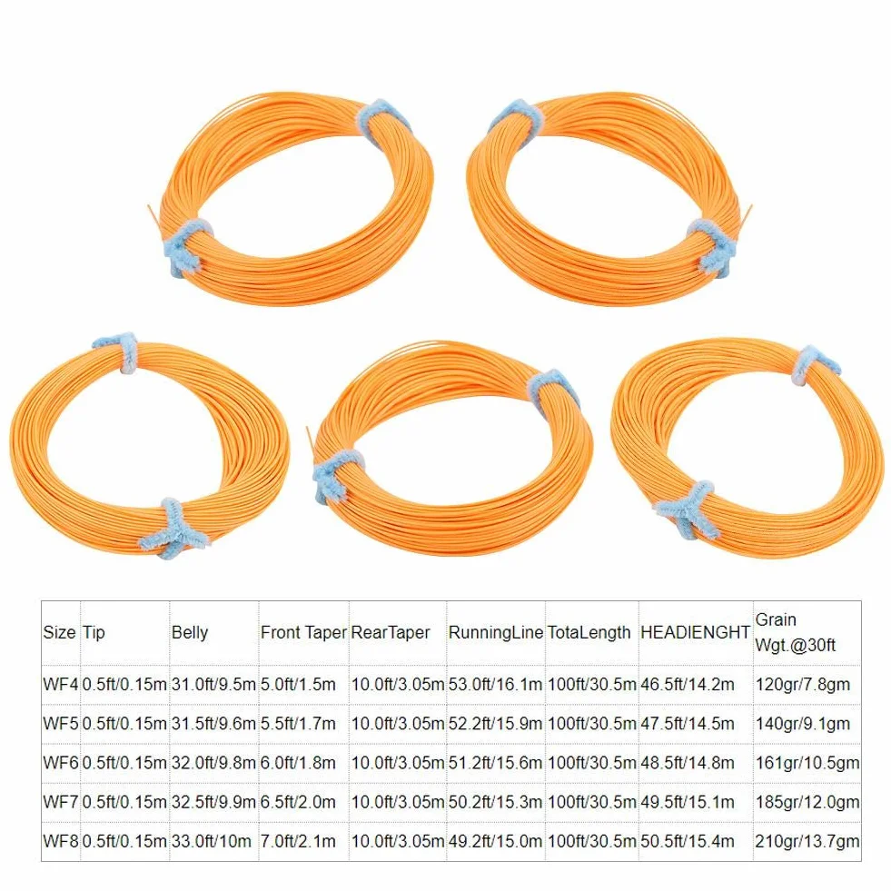 Alomejor Ligne de pêche à la Mouche en Nylon WF 4/5/6/7/8 Monofilament Souple Forte résistance Lancer précis