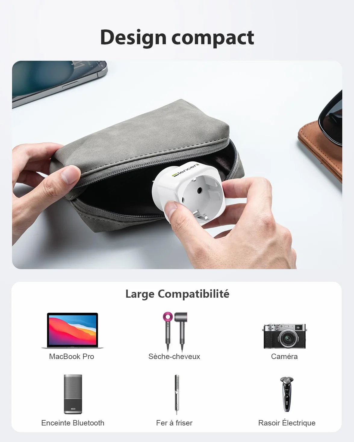LENCENT Adaptateur Prise USA Voyage Canada Type B 2 Pièces