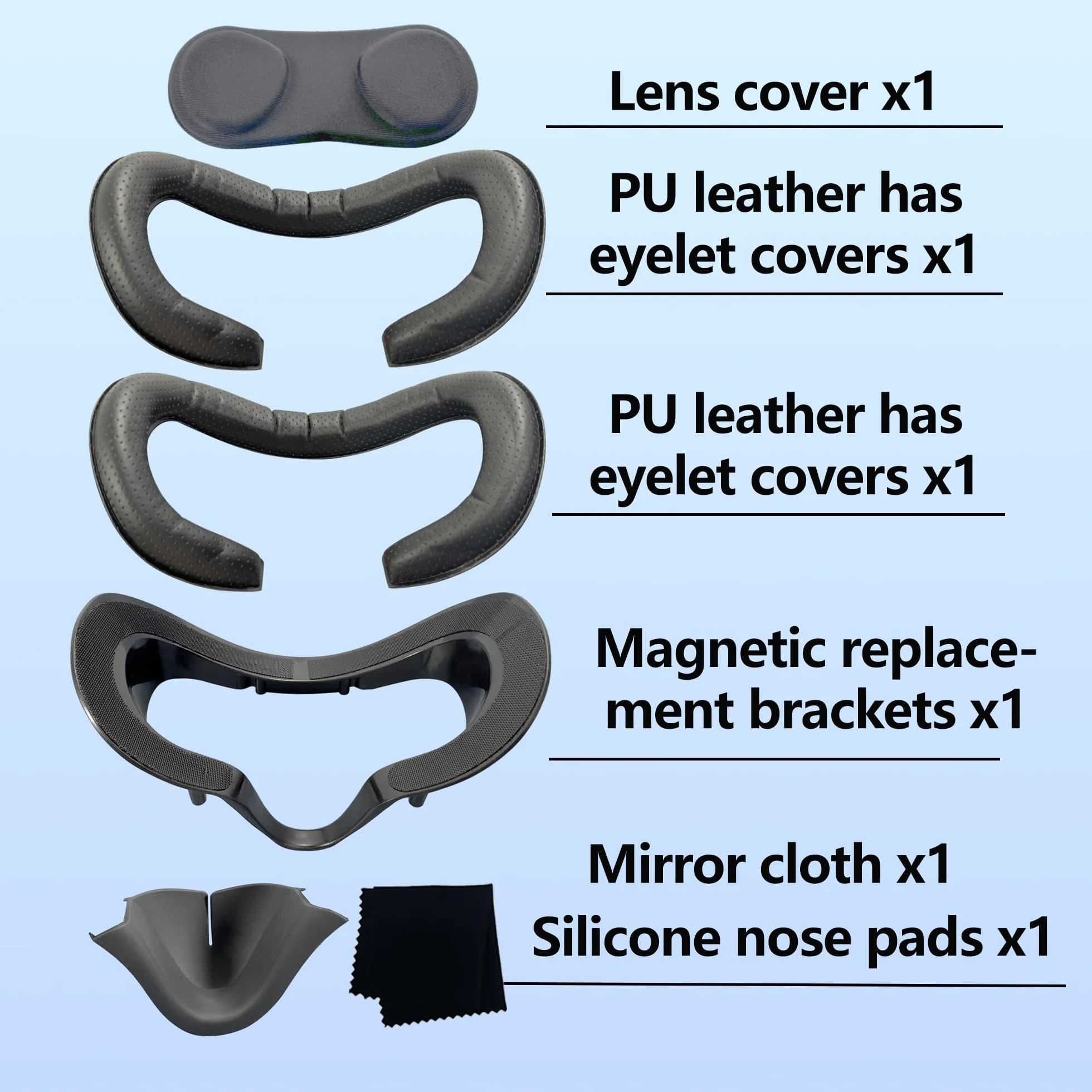 Valve Index Coussinet de Protection Faciale VR Support d'Interface Magnétique Coussin Mousse Cuir PU Plaques Nasales Opaques Silicone Lot 6 Pièces