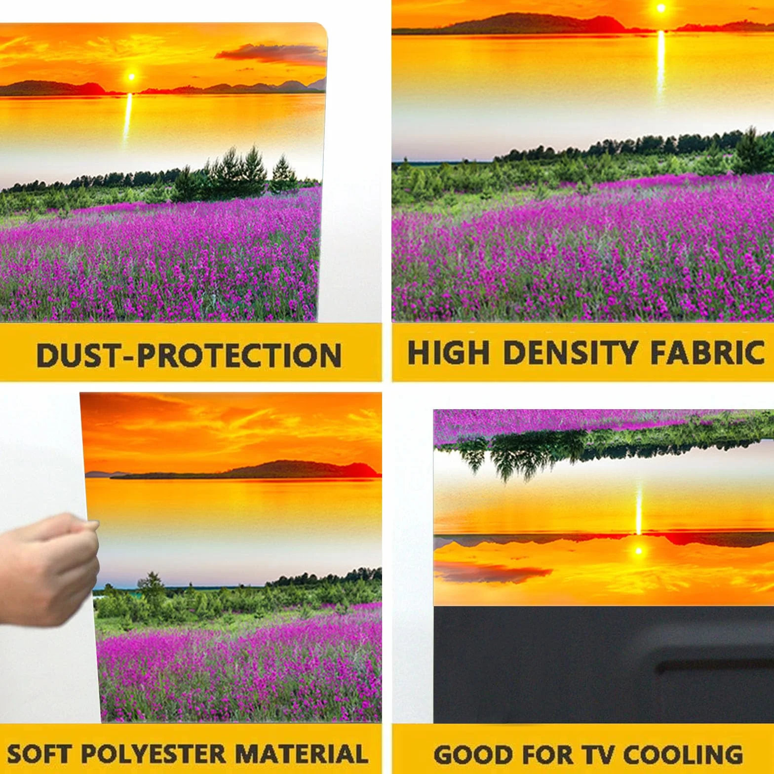 Housse TV Anti-Poussière Tissu Élastique Protection Écran 32-80 Pouces 75 Pouces