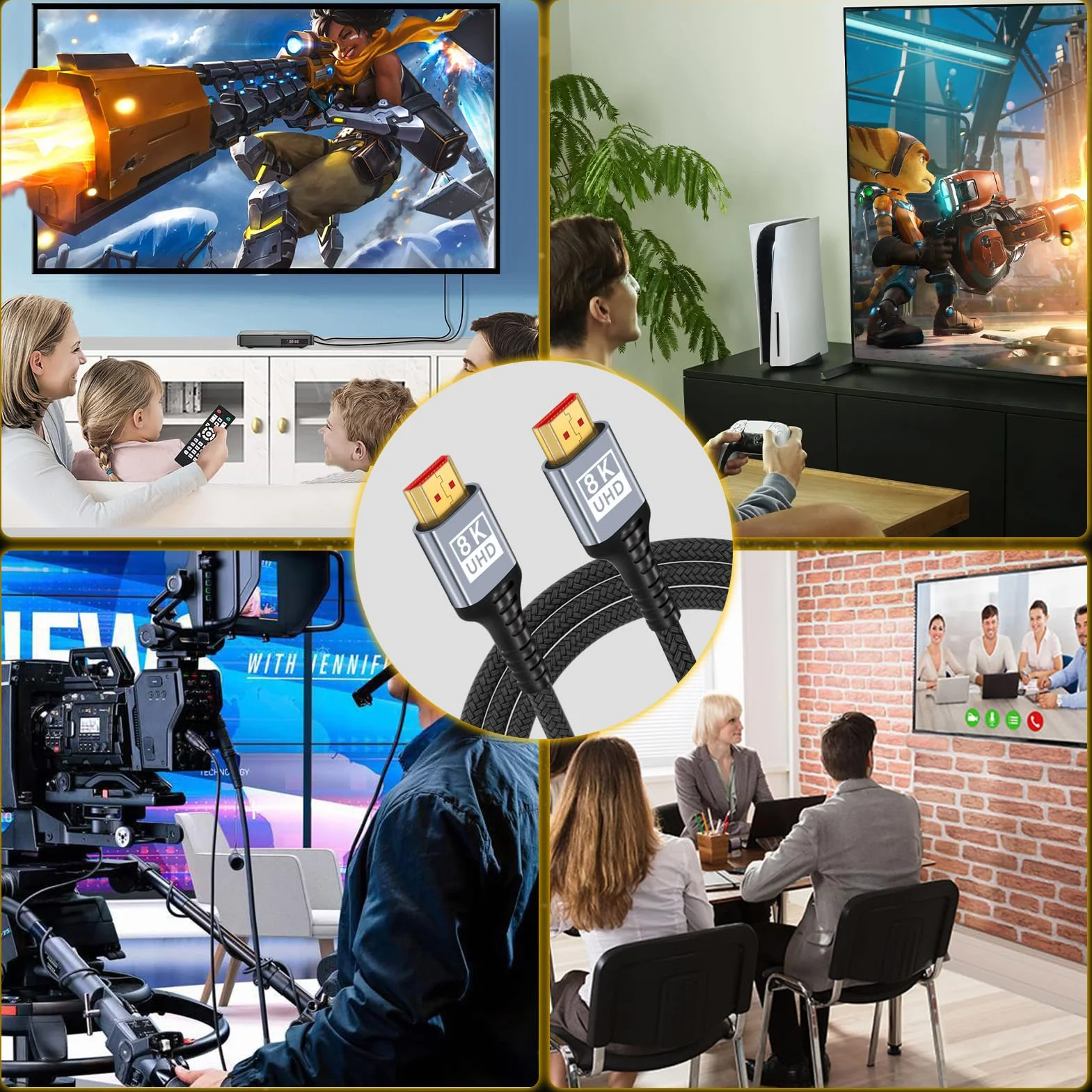 Câble HDMI 3M 2.1 10K 8K,câble HDMI ultra haute vitesse 48Gbit/s 10K 8K@60Hz 4K@120Hz 7680P,HDMI 2.1 prend en charge HDR10 eARC 3D HDCP 2.2et2.3,compatible avec PS5/4 X-Box HDTV lecteur/moniteur/PC