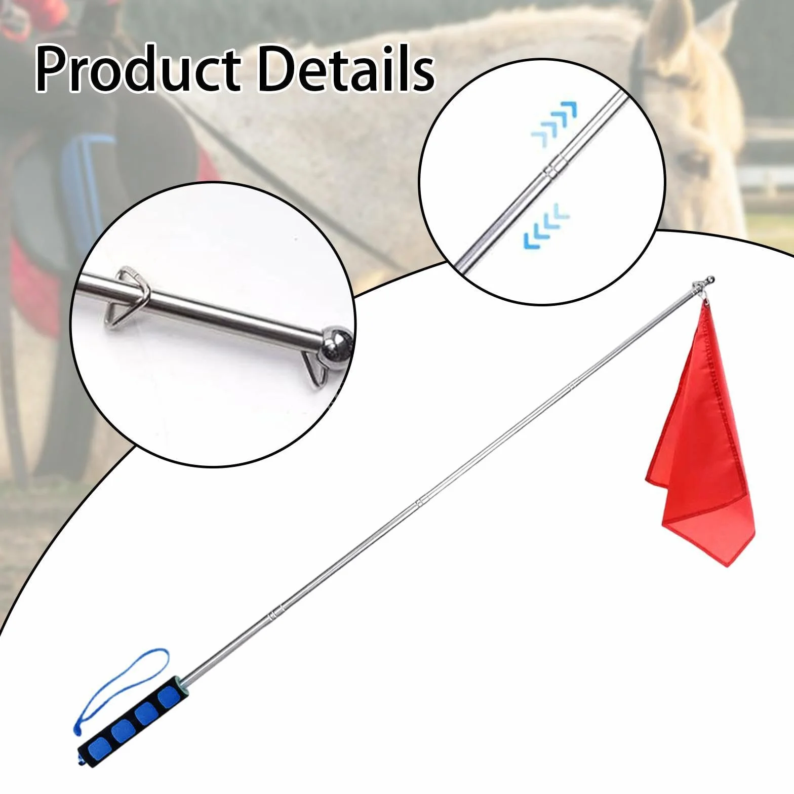 Almencla Drapeau d'Entraînement pour Chevaux, Tige Télescopique, Support Flexible, Matériau Indéchirable, Signalisation Couleur Vive