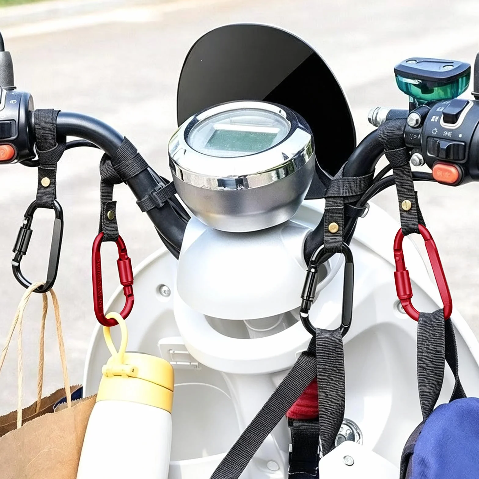 Mousquetons en D avec Fermeture à Vis et Sangle pour Travail Camping Moto Voiture
