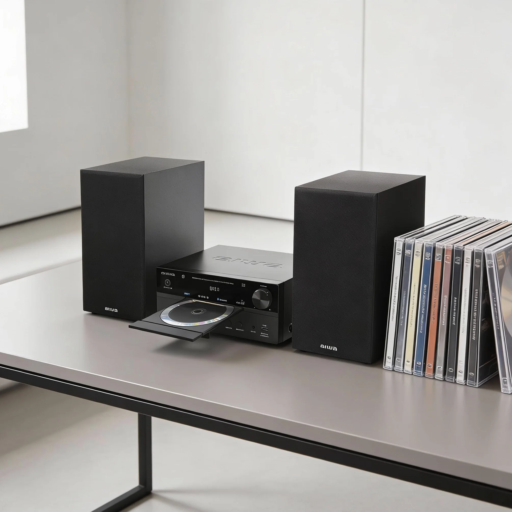 AIWA MSBTU-550 Mini Stereo-HiFi-System, 50 W RMS, mit Bluetooth 5.0, CD/MP3, USB (Wiedergabe und Laden), FM-PLL-Radio, AUX RCA/3,5 mm, Hyperbass, DSP, Schwarz