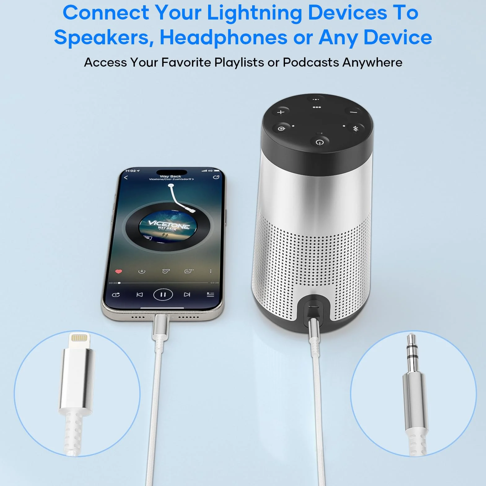 Cable Jack i Phone 1,2M [Certifié MFi] Audio Cable Auxiliaire Voiture i Phone Light-ning Cable Jack 3.5mm Compatible avec iPhone 14/13/12/11/X pour Autoradio/Casque/Enceinte, Argent