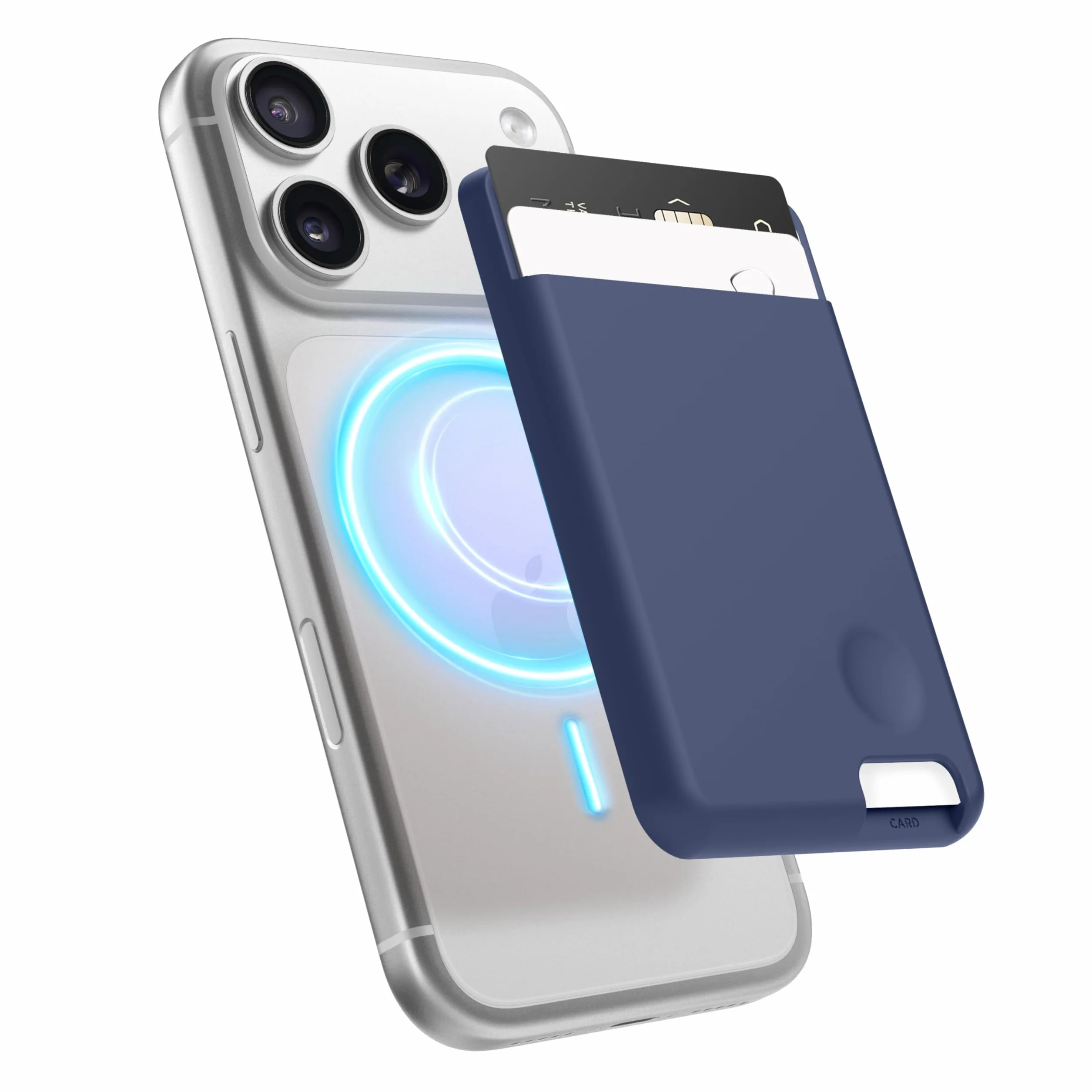 elago Porte Cartes Magnétique 2 Cartes Compatible MagSafe iPhone 16/15/14/13/12 Séries Portefeuille Téléphone Bleu