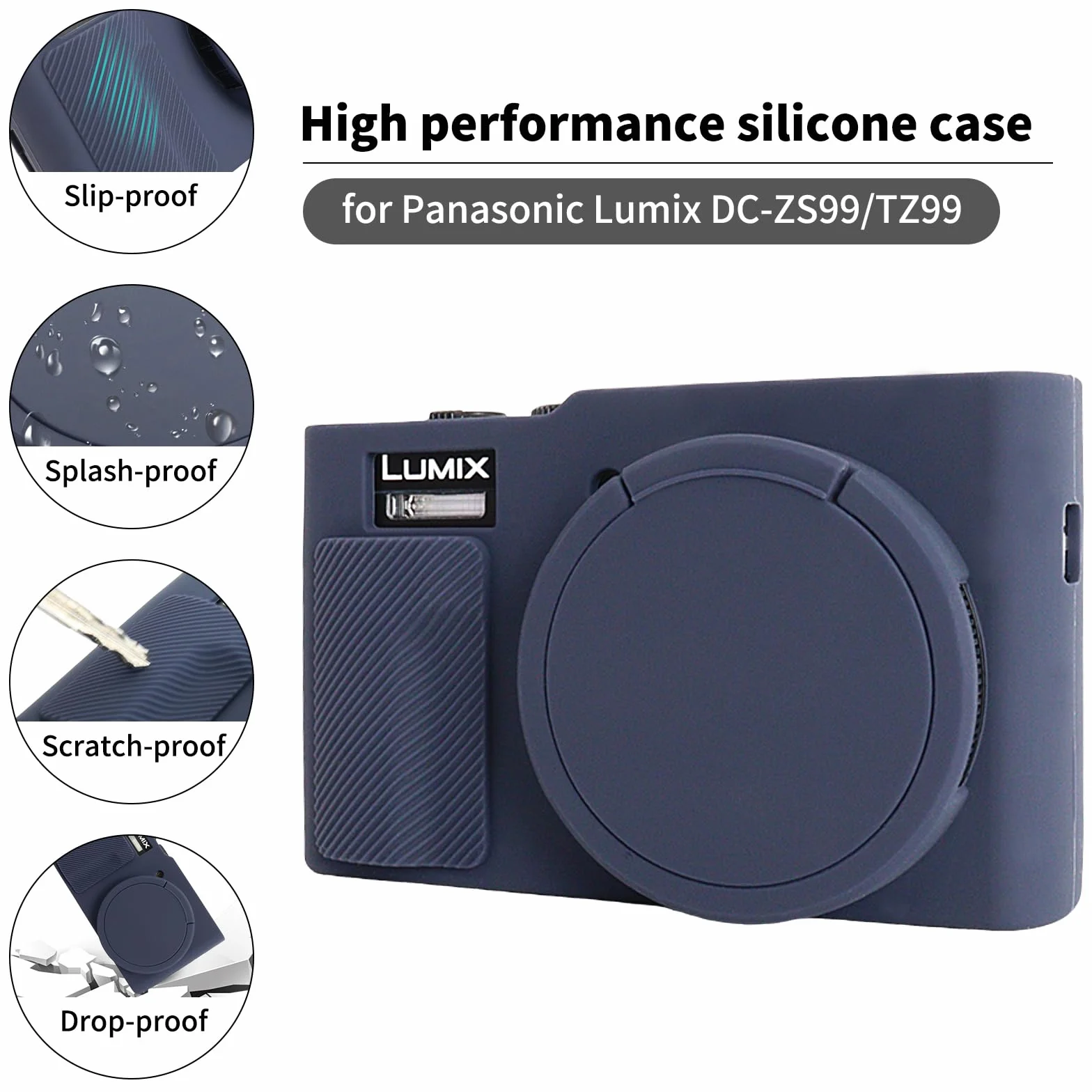 Panasonic Lumix ZS99/TZ99 Coque avec Protection d'écran et Objectif, Bleu Marine