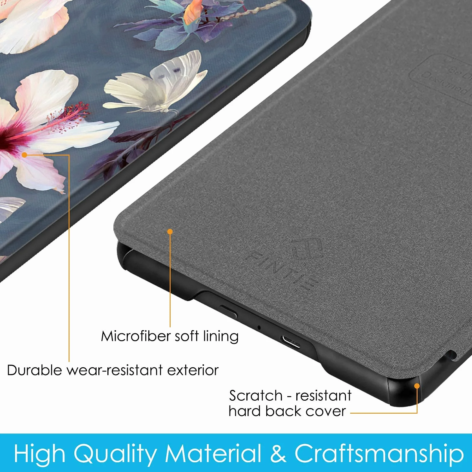 FINTIE Étui pour 6" Kindle Paperwhite 10ème Génération 2018 (Numéro de modèle: PQ94WIF) - Coque Léger avec Auto Réveil/Veille (n'est Pas pour 6" Kindle 10e Gén 2019 J9G29R), Hibiscus Fleurs