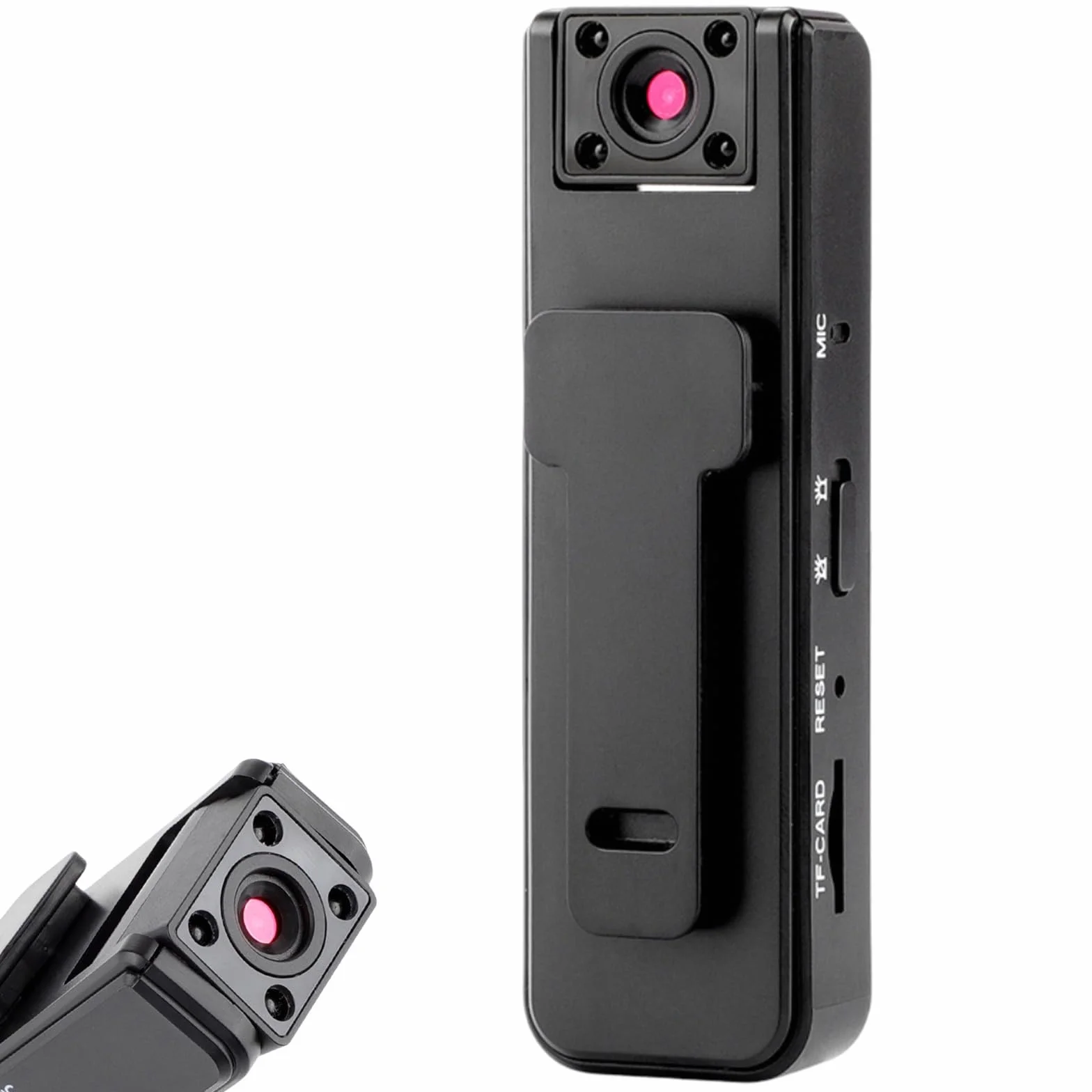 Dodorado Enregistreur Audio Vidéo Sport Ultra HD 2 en 1 Caméra d'Action Grand Angle 1080p Vision Nocturne Autonomie 5 h Caméra Corporelle Portable Clipser