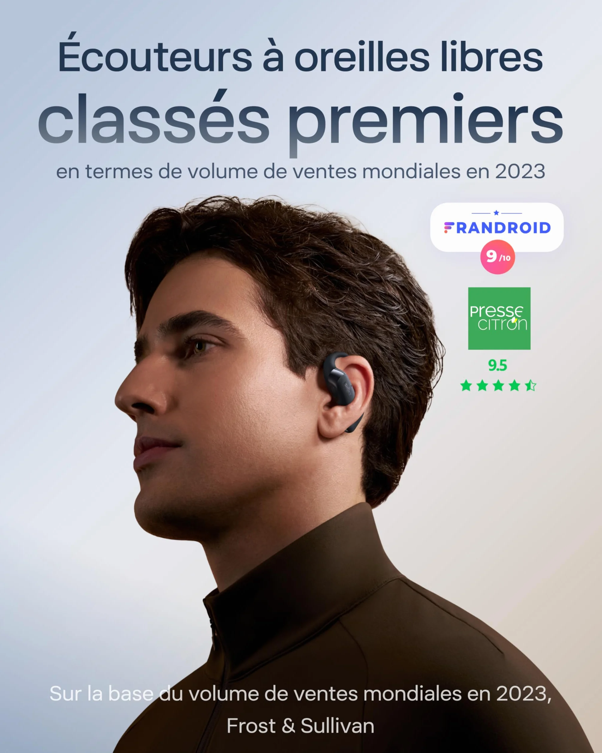 SHOKZ OpenFit 2+ Nouveaux Casques à Oreilles Libres, Dolby Audio, Crochets d’Oreille Souples, 48 Heures d’autonomie, résistance à l’Eau IP55, Recharge sans Fil, avec Sac de Transport, Noir