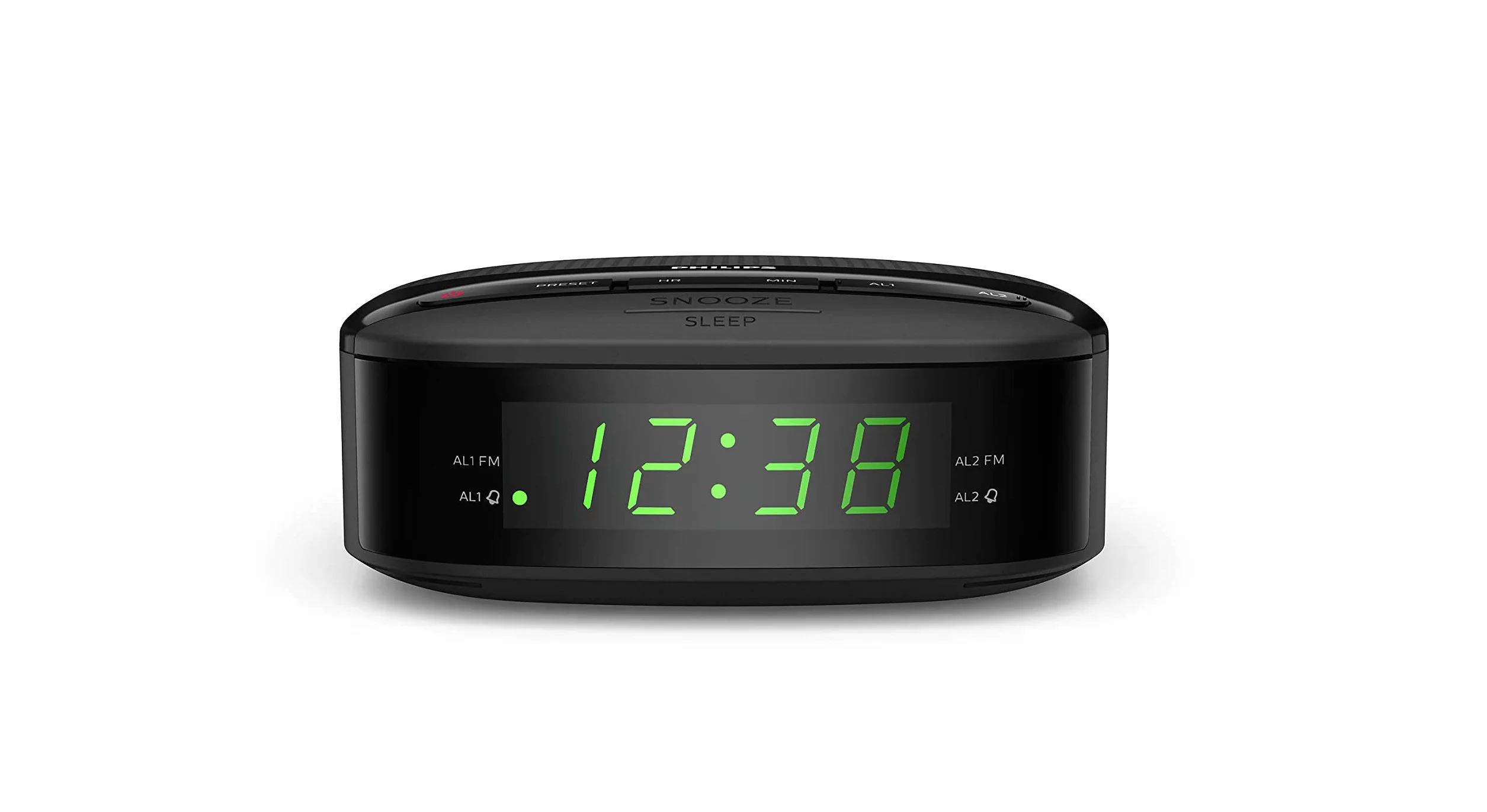 Philips Audio R3205/12 Radio-réveil, Radio FM (Double Alarme, Arrêt programmé, Radio numérique, Forme compacte, Batterie de Secours, Jusqu'à 10 présélection)