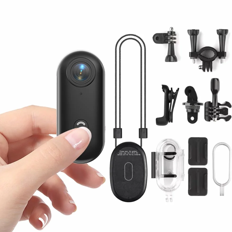 Caméra Sport 1080P WiFi Étanche Aimanté Mini Action Cam Portable avec Clip 360° Angle 120° Enregistrement en Boucle pour Moto Casque Velo