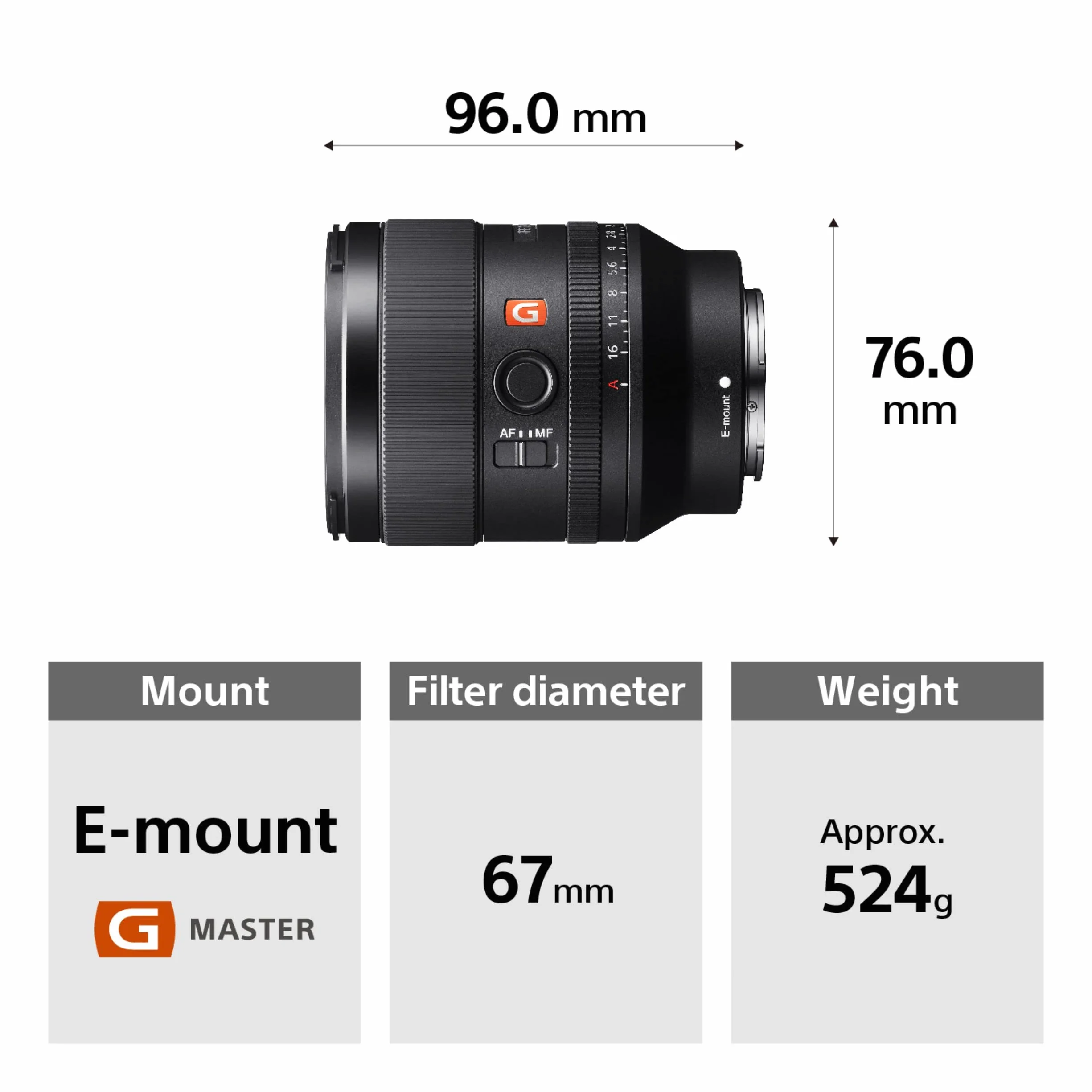 Sony SEL35F14GM Objectif 35 mm F1.4 G Master plein format monture E compact lumineux portrait basse lumière
