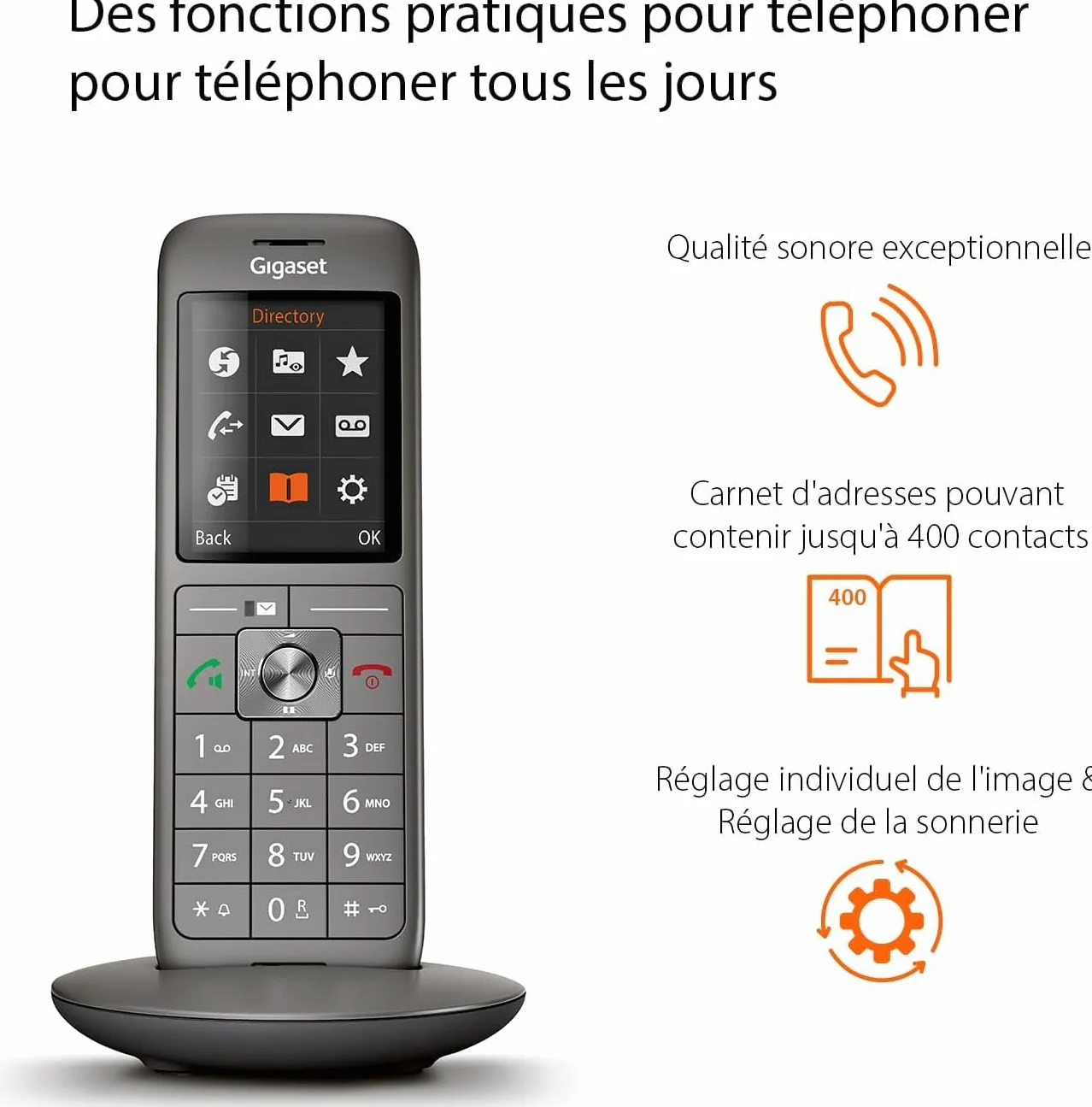 Gigaset CL660 Téléphone Fixe sans Fil Gris Anthracite