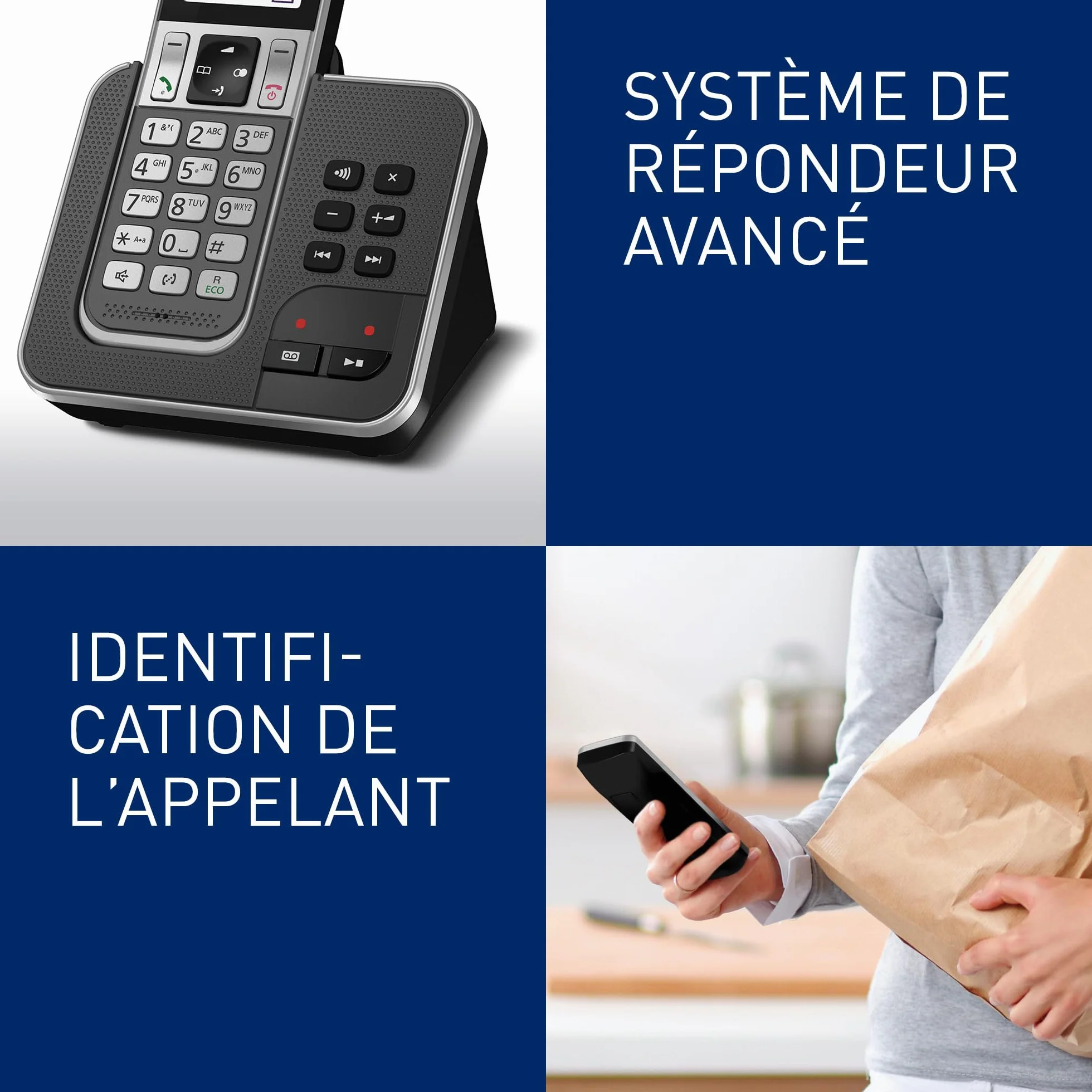 Panasonic KX-TGD322 Téléphone sans Fil Répondeur Écran Noir
