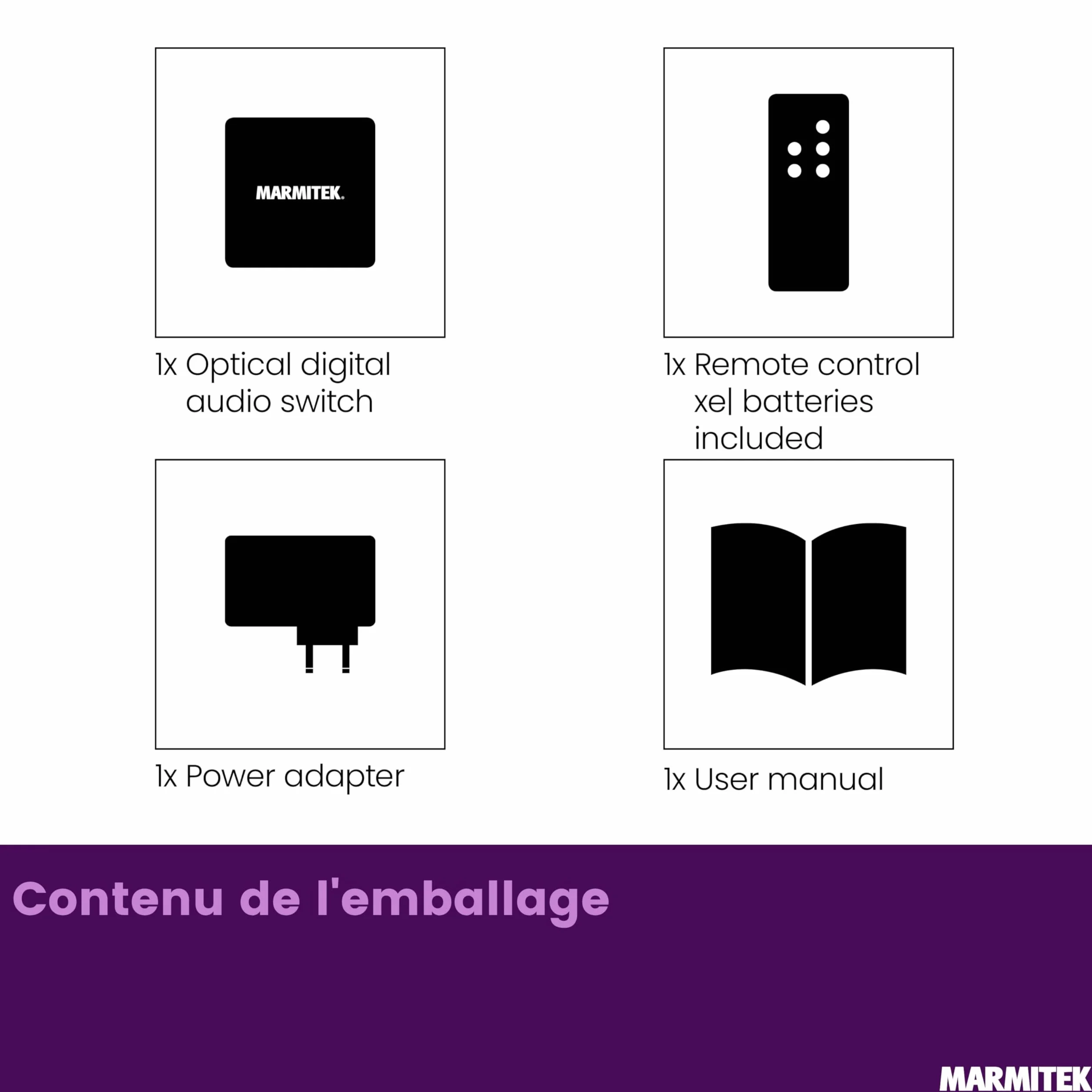 Marmitek Connect TS21 Switch Toslink 2 entrées 1 sortie commutateur audio optique S/PDIF 192 kHz