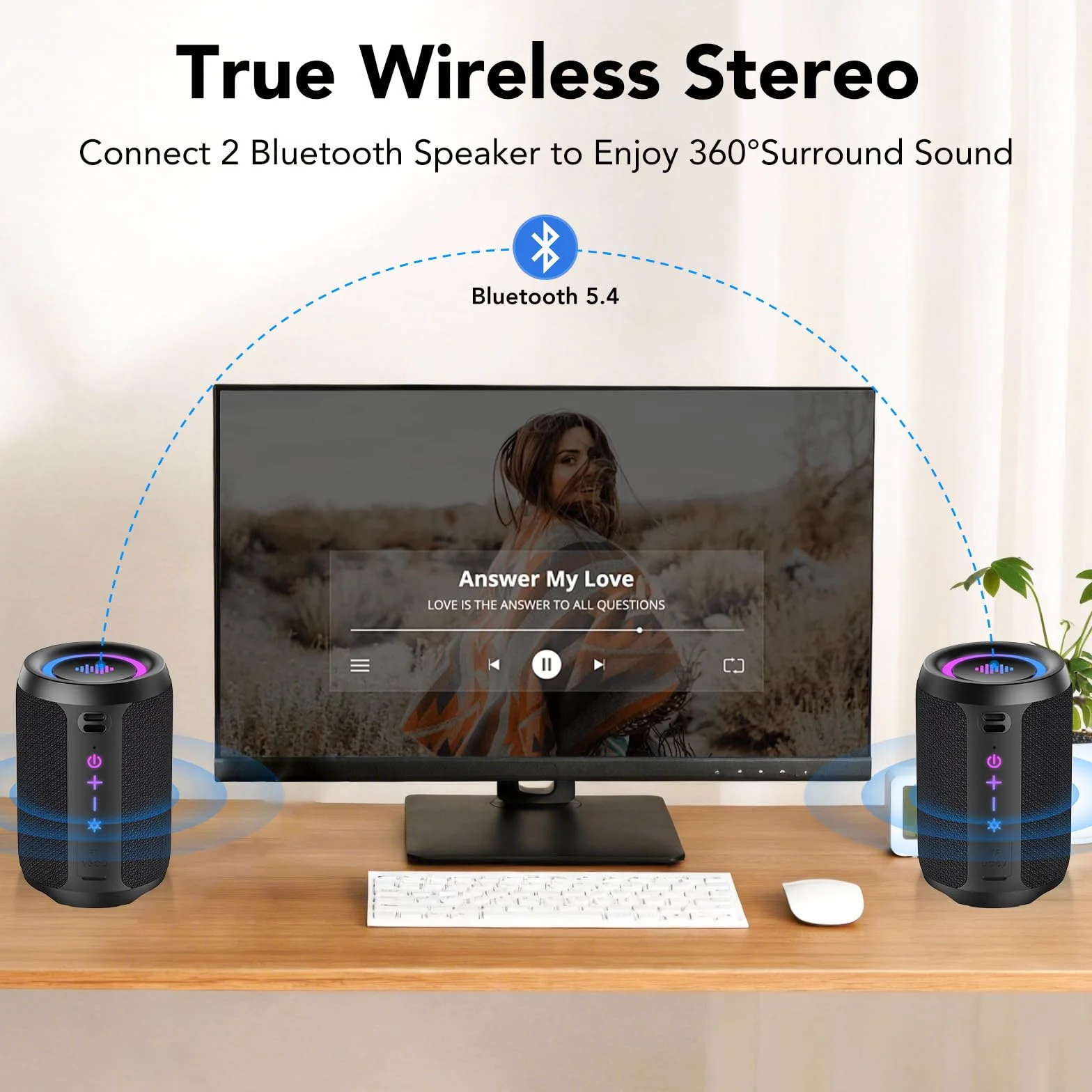 Enceinte Bluetooth 15W Puissante Bluetooth 5.4 IPX7 Autonomie 12 Heures Stéréo