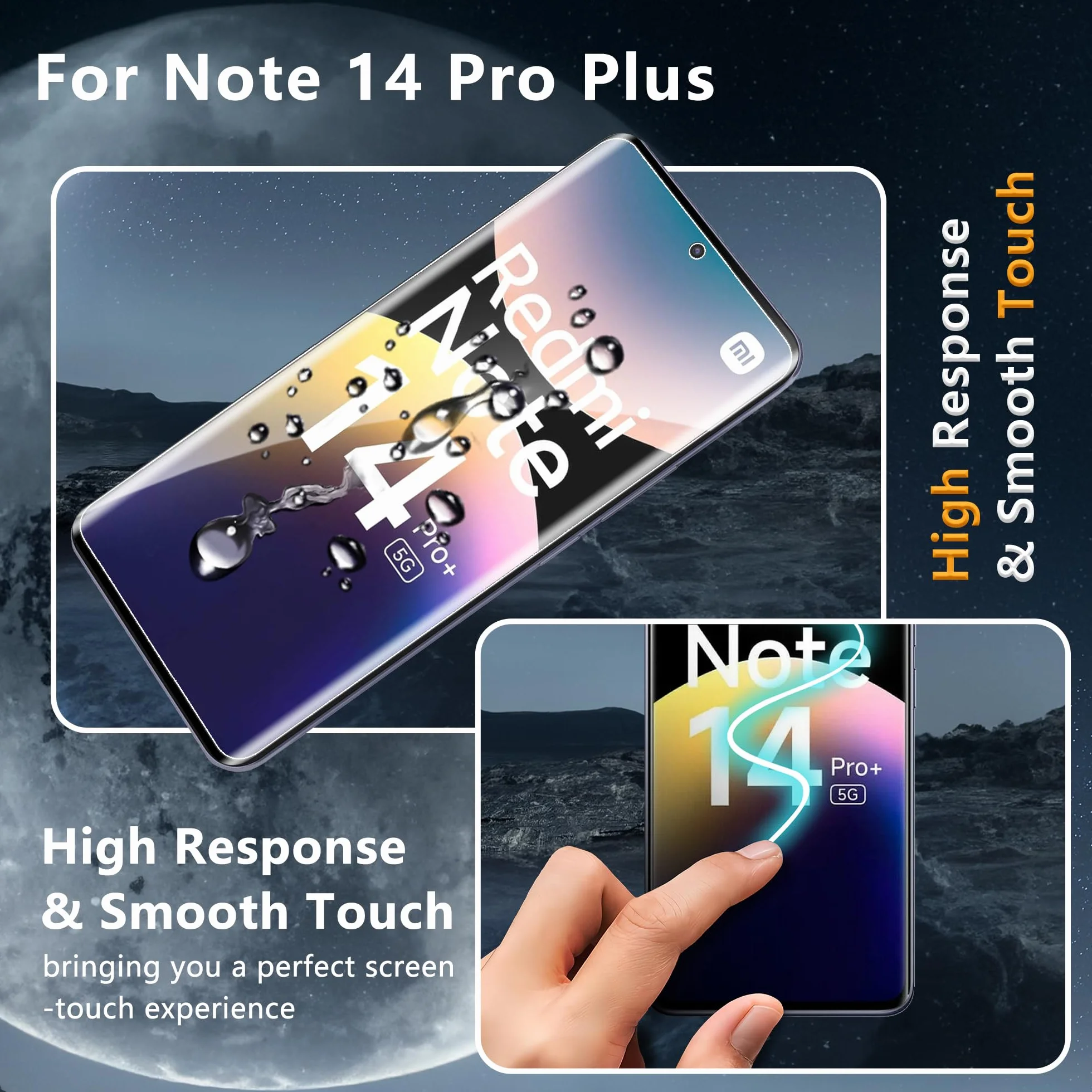 2 Pièce Verre Trempé pour Xiaomi Redmi Note 14 Pro Plus / 14 Pro+ 5G, 2 Pièce Caméra Protection, Déverrouillage d'empreintes digitales, 9H Dureté, Ultra HD, Protection pour Redmi Note 14 Pro Plus 5G