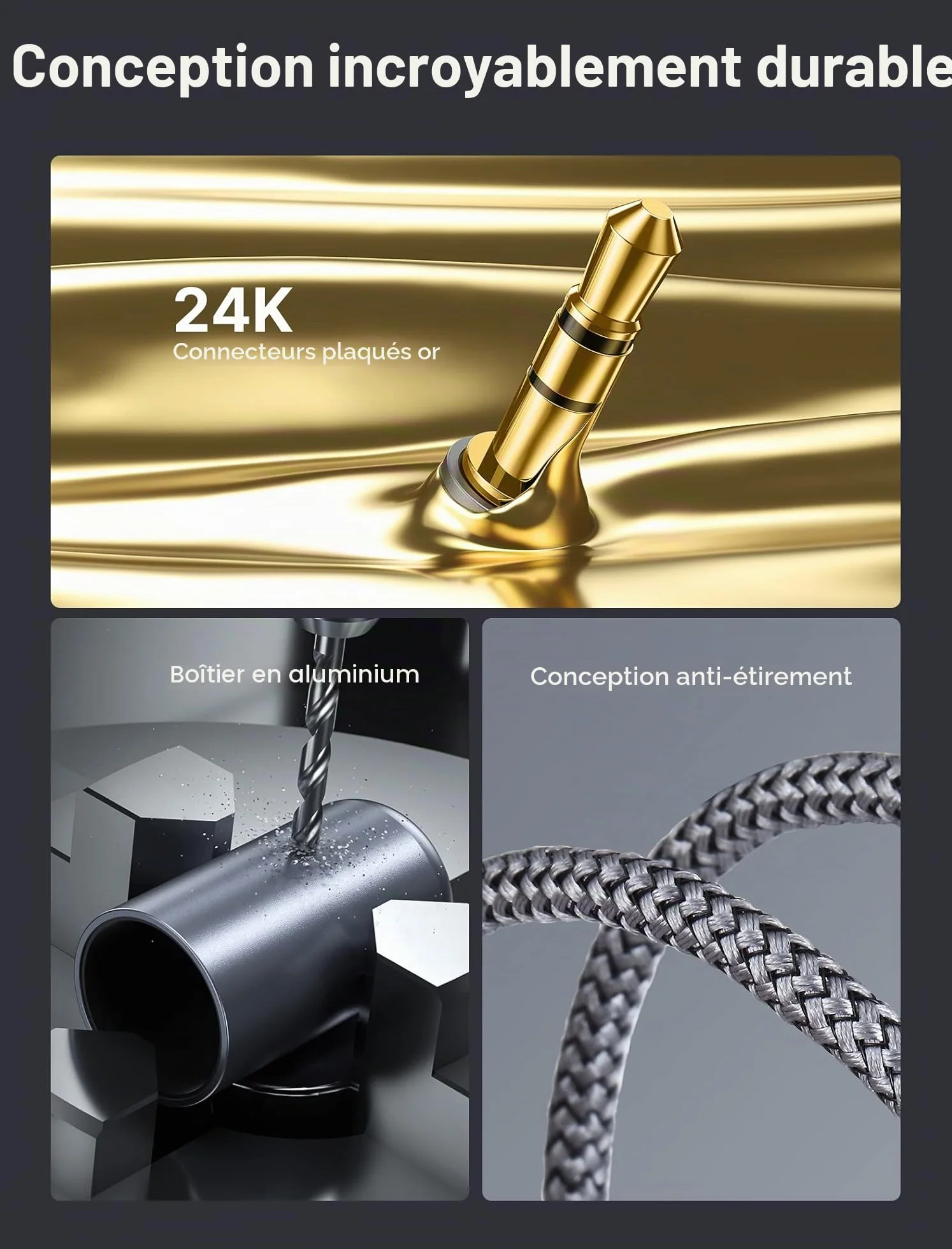 JSAUX Câble Cinch Jack Audio 3.5mm Mâle vers 2 RCA Mâle Câble RCA Jack Stéréo Compatible avec TV PC Téléphone Tablette Amplificateur Chaîne HiFi DVD Barre de Son Home Cinéma Autoradio Enceinte-2M