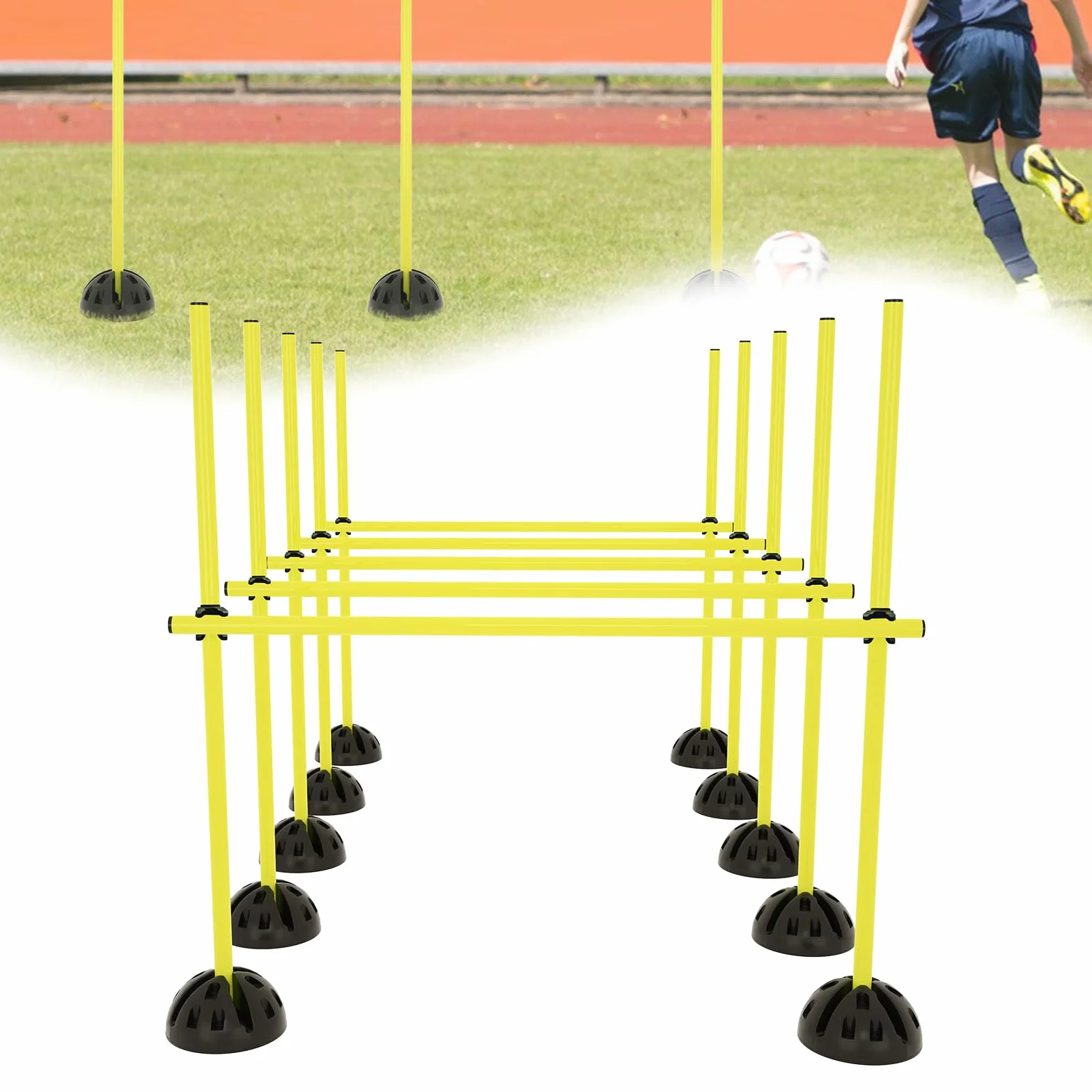 Agility Grid Lot de barres de saut pour entraînement conditionnel, 15 barres, 10 pieds, 10 clips