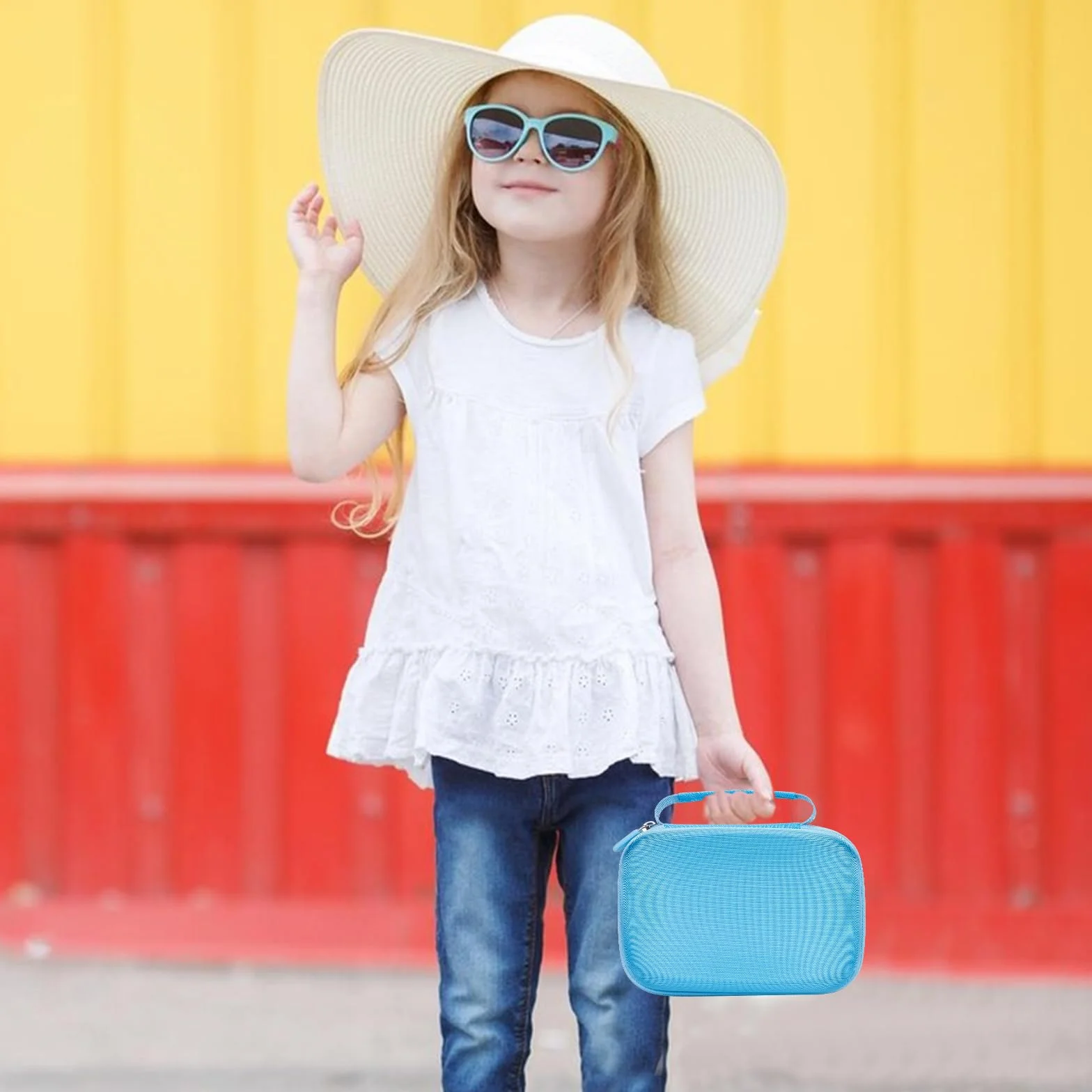 Etui Appareil Photo Résistant aux Chocs avec Dragonne pour Enfant - Bleu