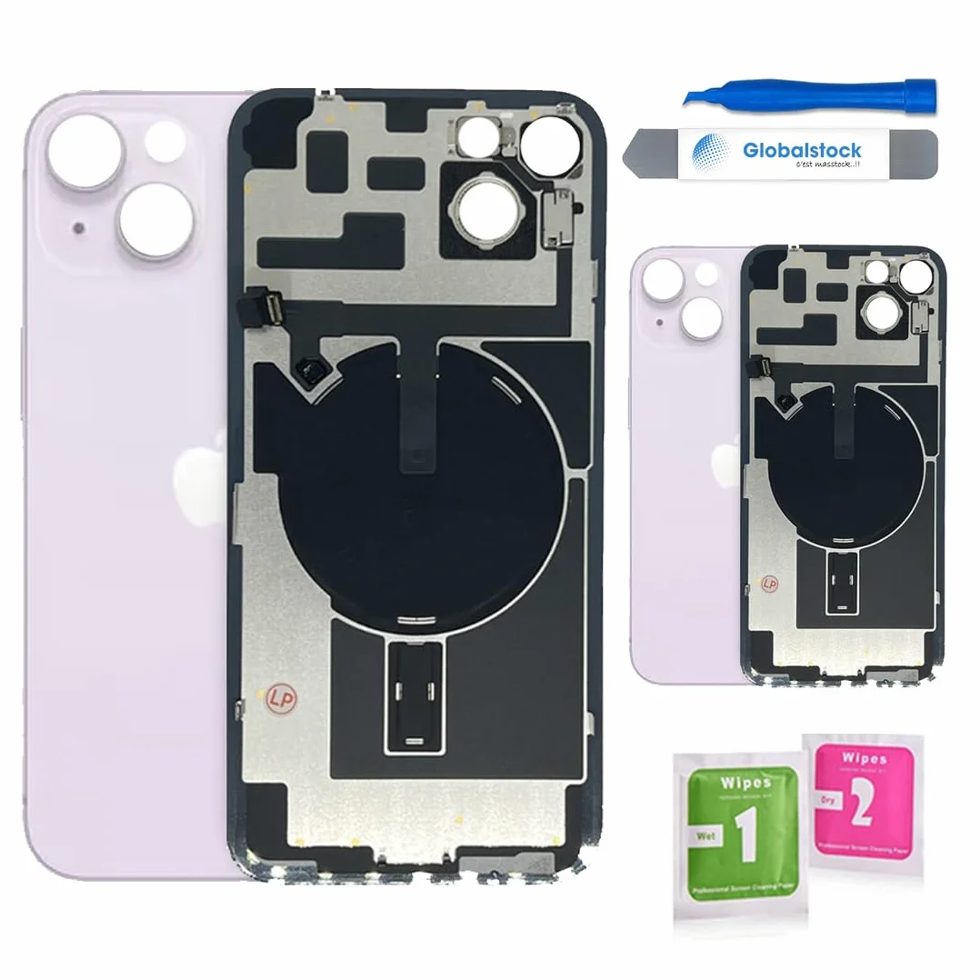 Vitre Arrière de Remplacement pour iPhone 14 Plus – Couverture Violet avec Adhésif, Kit Outils Inclus, Support & NFC