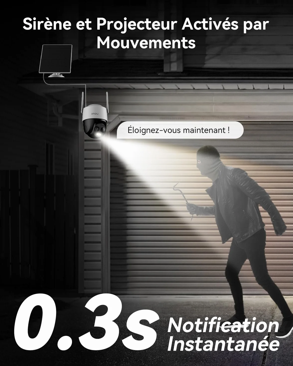Imou 2K Caméra Surveillance WiFi Exterieure sans Fil Solaire 5000mAh 360° PTZ 2.4GHz IP65