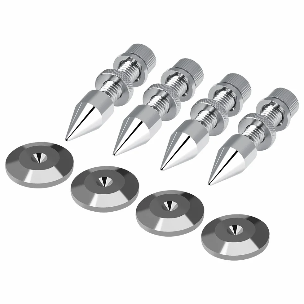 Topiky Pointes de Haut-Parleur, 4 Pcs/Paquet Cuivre Pur Haut-Parleur Spike Feet Pads Pointes d'isolation Chaussures de Protection Antichoc avec 4 Bases pour Haut-parleurs HiFi ou Cadre d'enceinte