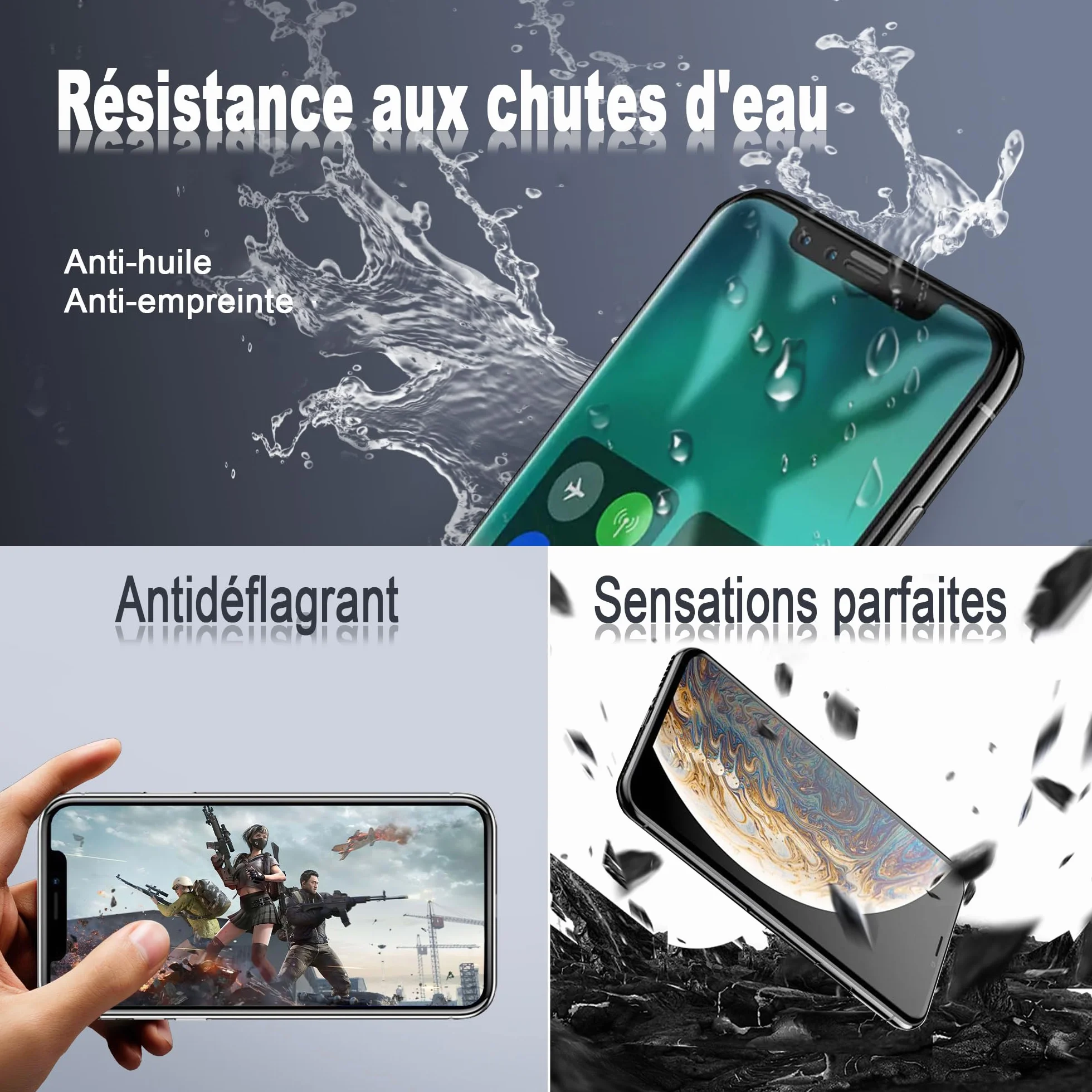 Cadre de Rechange pour iPhone 11 Pro Max avec écran LCD et numériseur d'écran Tactile 3D avec kit d'outils de réparation avec adhésif étanche en Verre trempé