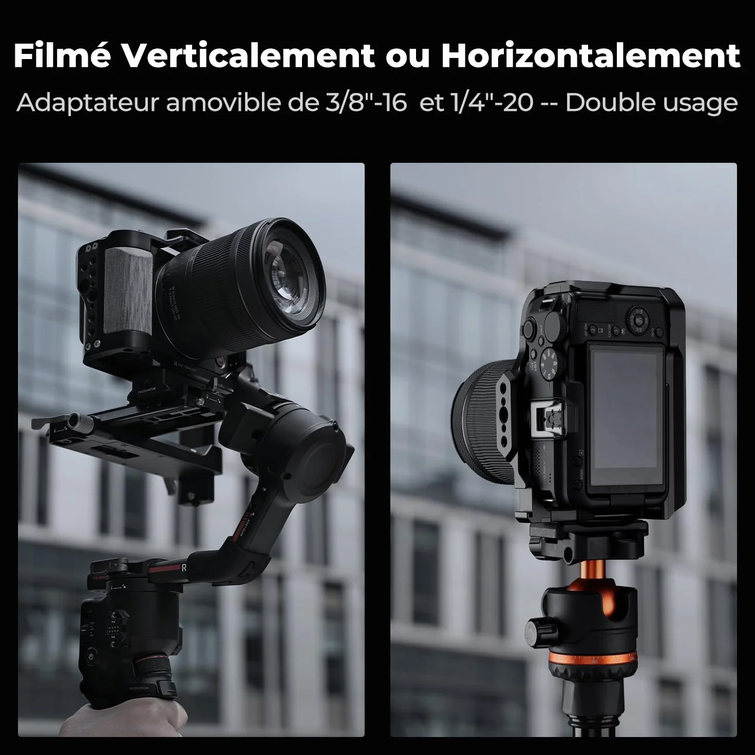 K&F CONCEPT Cage Compatible Canon R50V Aluminium Léger 180g Cold Shoe 1/4" 3/8" Arca