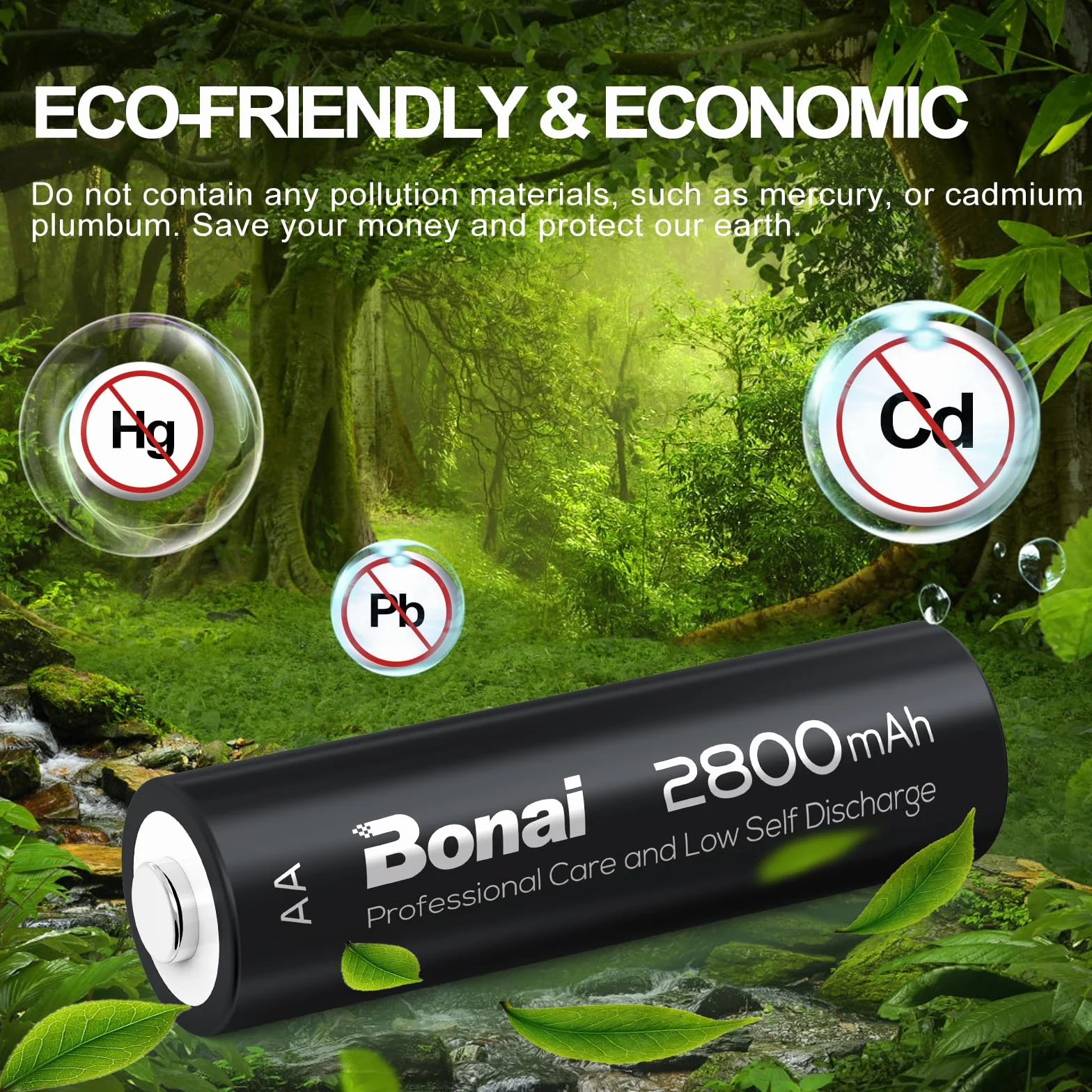 BONAI Piles Rechargeables AA 2800mAh 1.2V Ni-MH Lot de 24 Haute Capacité