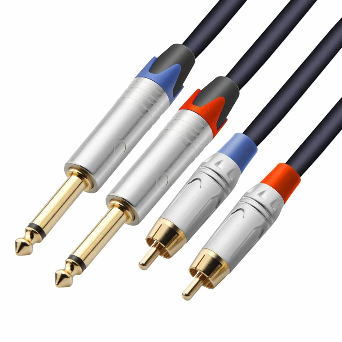 Tisino RCA vers Jack 6,35mm Câble, 2 x RCA mâle vers 2 x jack mono Audio Connecteur Adaptateur, 1m