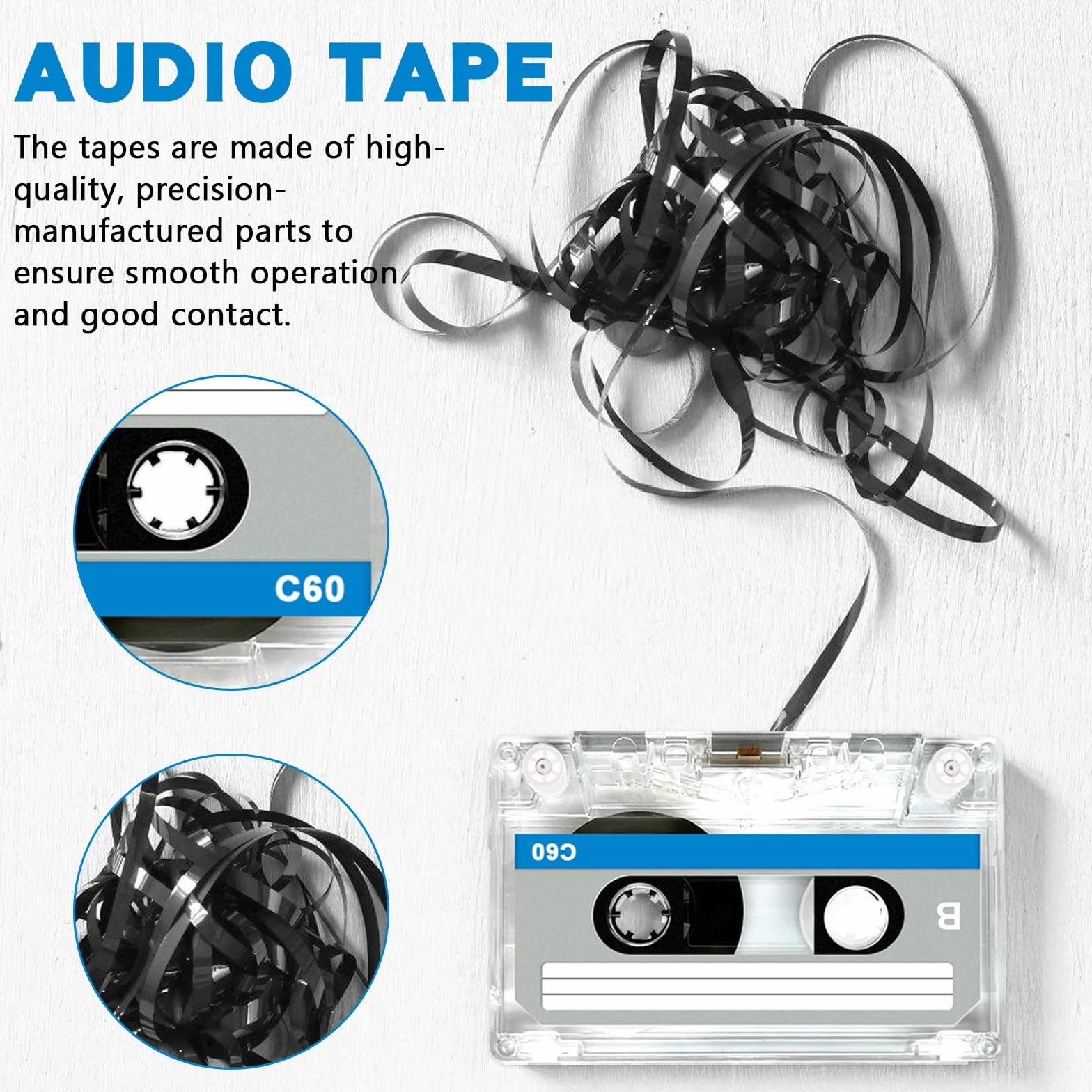 Cassettes Audio Vides 60 Minutes Faible Bruit 10 Pièces