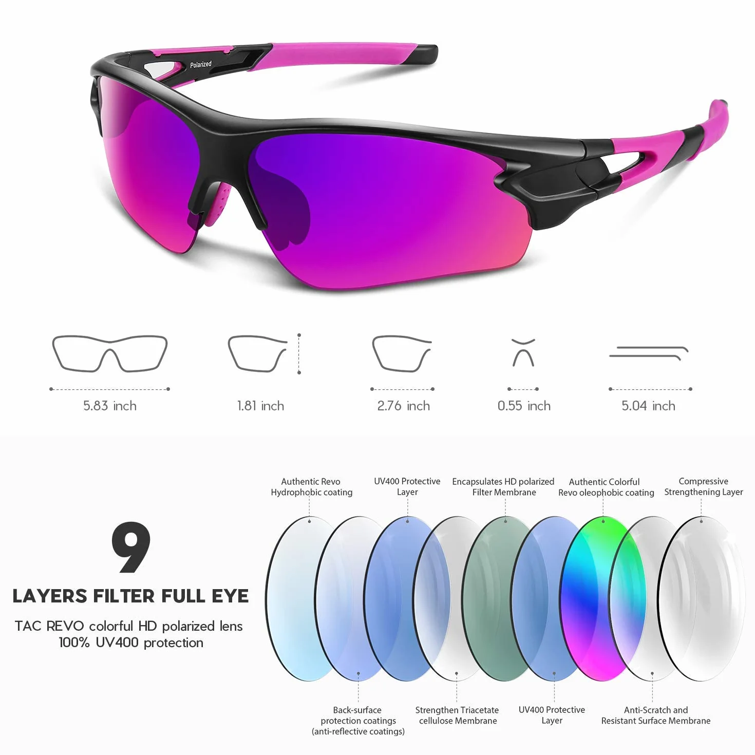 BEACOOL Lunette de Soleil Sport Polarisée Homme Femme UV400 Protection Cyclisme Velo