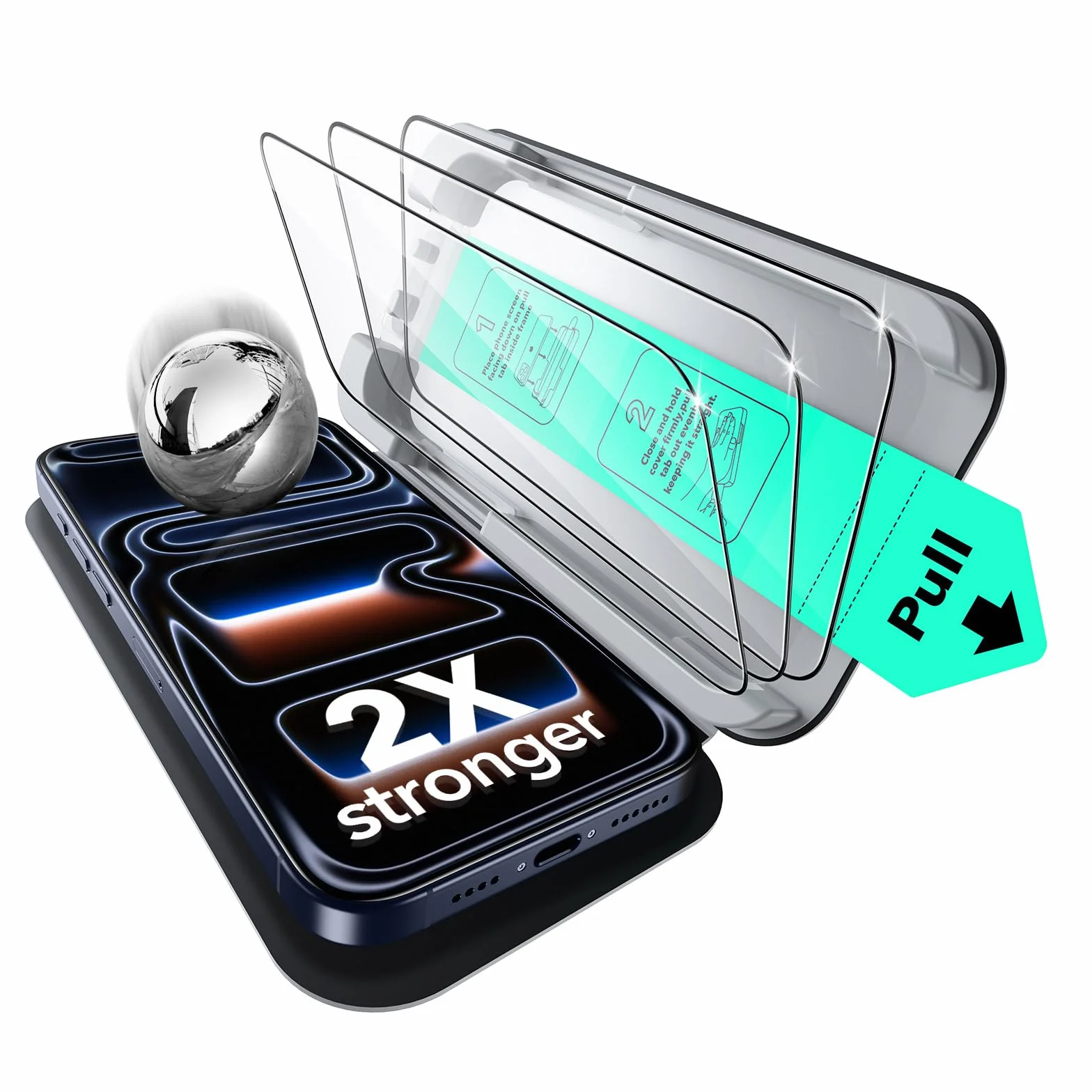 ESR Verre Trempé pour iPhone 17 Pro Max, Protections D'écran de qualité militaire, dureté 9H,Incassables, Couverture Complète, avec Plateau UltraFit, Lot de 3