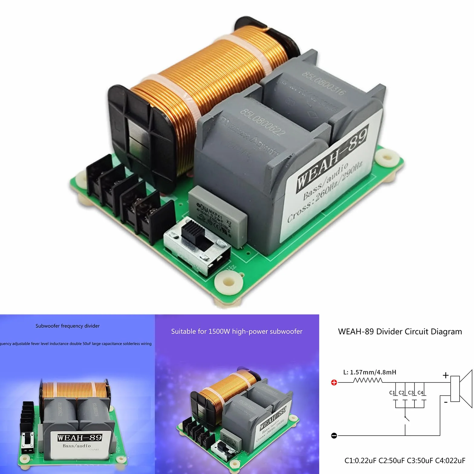 Filtre répartiteur de fréquence pour caisson de basses 1500 W