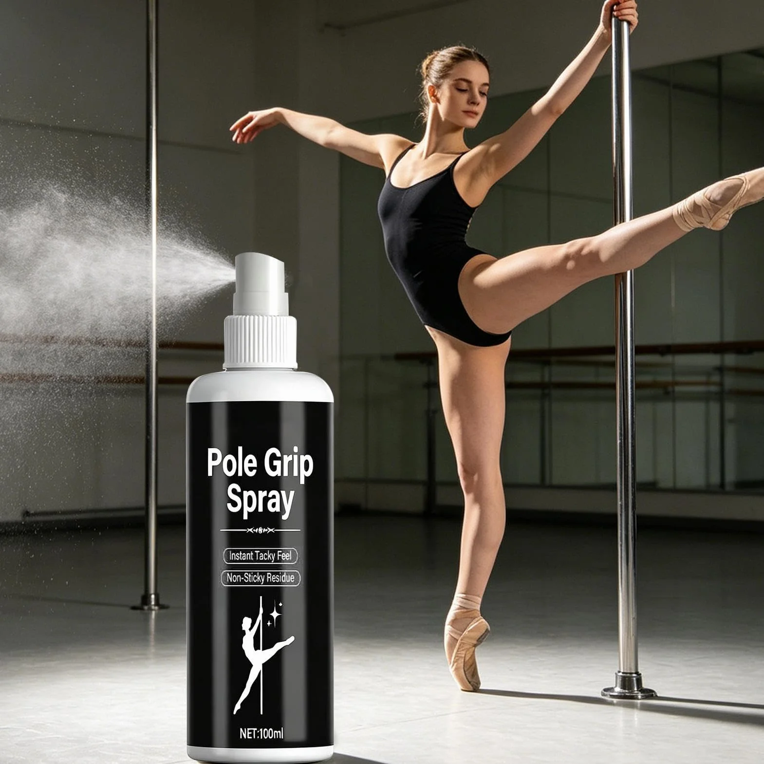 Spray Grip pour Pole Dance - Brume Asséchante 100ml - Renforçateur d'Adhérence - Entraînement, Gym, Yoga, Fitness